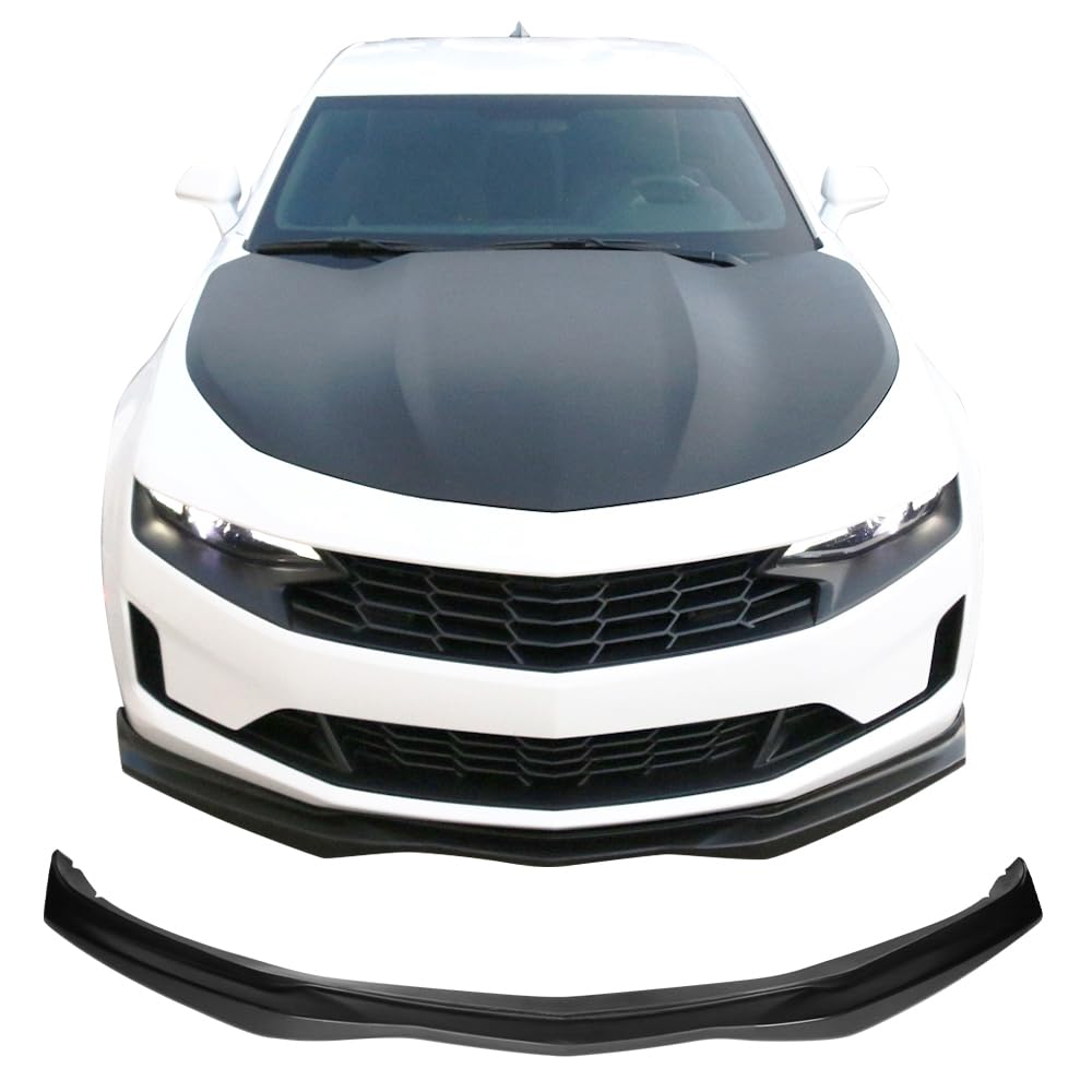 IKON MOTORSPORTS AC Style Black PU Front Bumper Lip Spoiler for 2016-2018 Chevrolet Camaro SS | Enhances Aerodynamics & Sporty Look | Perfect for Street Racing & Car Shows