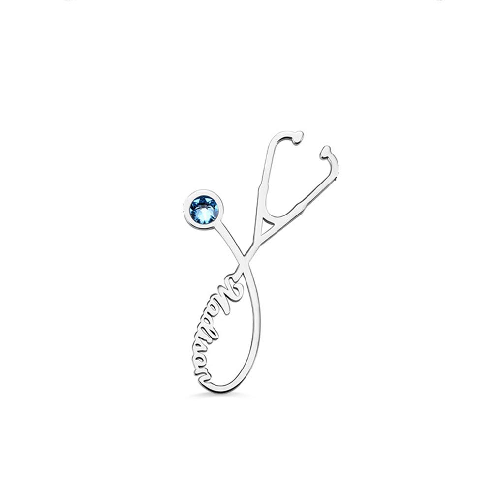 Custom Personalized Stethoscope Brooch - Engraved Name Plate & Initial Pin for Doctors & Nurses | Perfect for Medical Uniforms, White Coats & Scrubs | Unique Healthcare Professional Gift