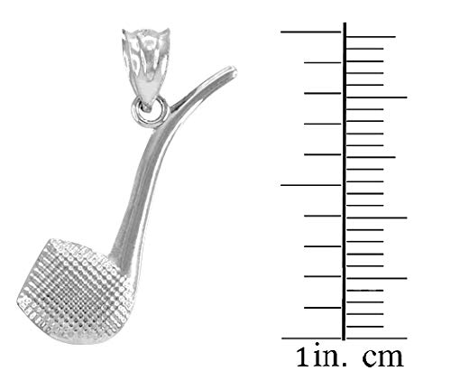 14K White Gold Smoking Pipe Charm Pendant Necklace for Men & Women - Elegant Jewelry Gift for Pipe Smokers & Tobacco Lovers (Perfect for Birthdays, Anniversaries & Special Occasions)