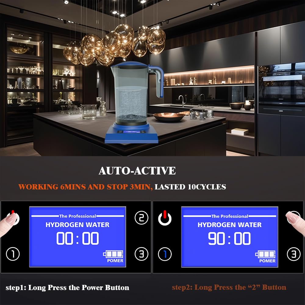 Hydrogen Alkaline Water Machine Generator - 2.0L Smart Ionized Water Pitcher with LED Display & Touch Control for Home & Office | Perfect for Hydration, Detox & Healthy Living