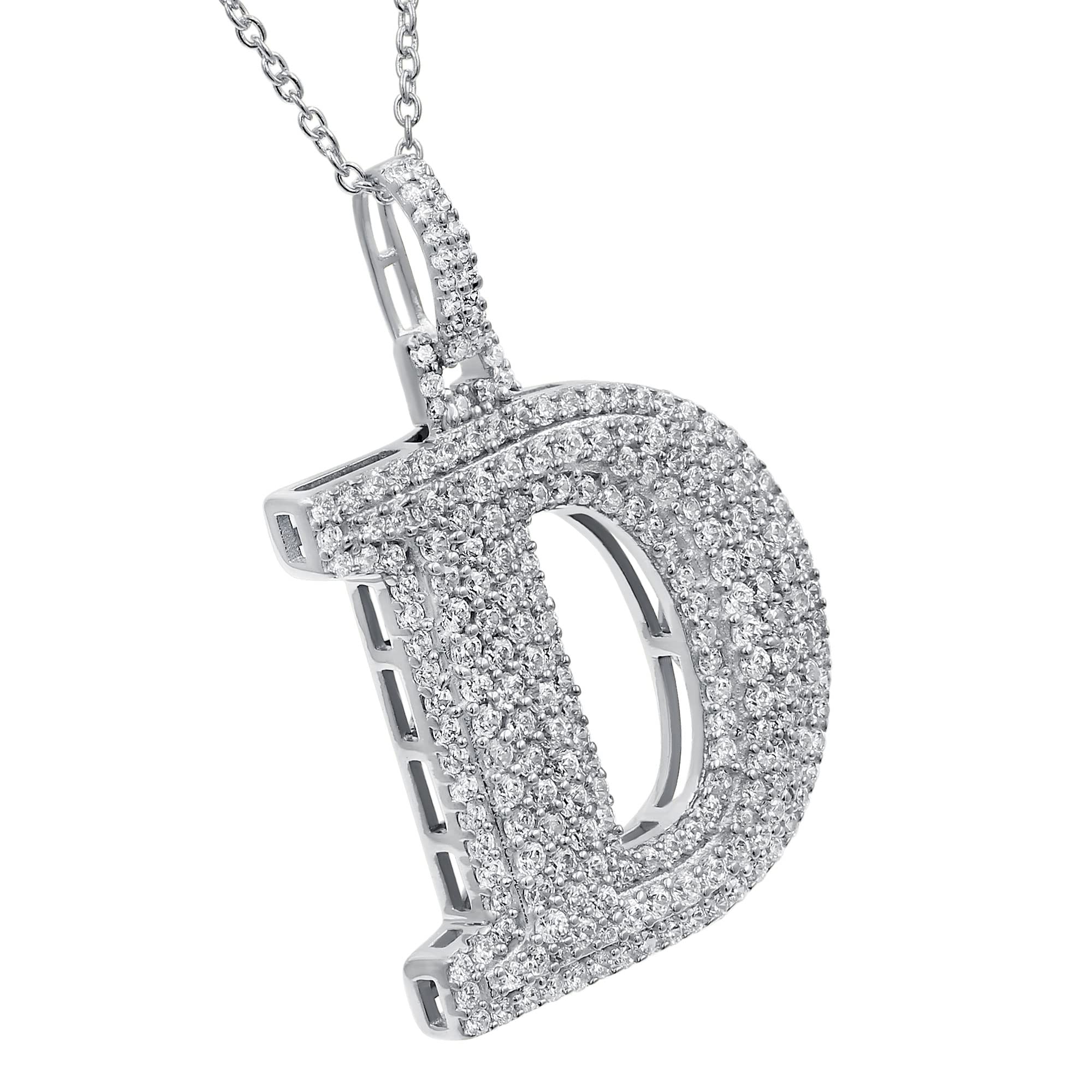 Moissanite Initial Pendant Necklace - A to Z Alphabet Letter Jewelry in White Gold Plated & Sterling Silver with Genuine Moissanite Stones | Perfect Christmas & Birthday Gift for Men & Women | Elegant Everyday Wear, Special Occasions & Personalized Gifting