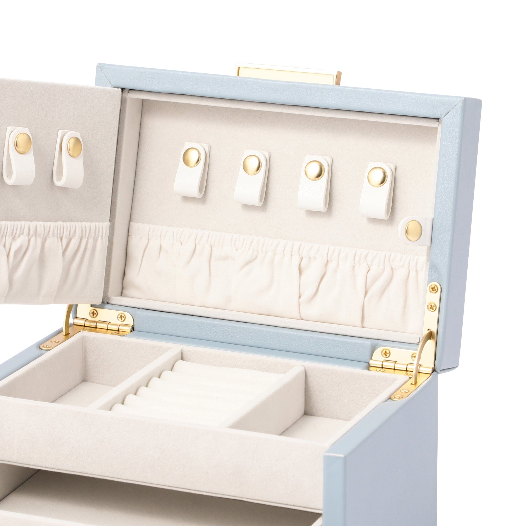 Exquisite Blue Floral Embroidery Jewelry Box - Small Handmade Storage Case for Rings, Earrings & Necklaces - Perfect for Travel, Gifting & Home Decor