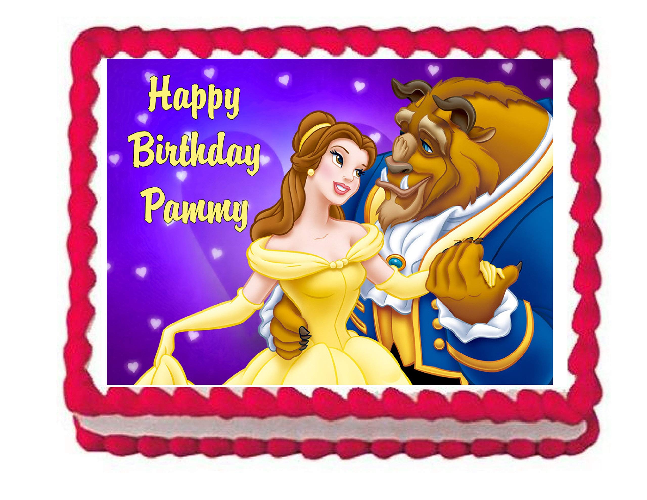 Beauty and The Beast Edible Cake Topper - Custom Printed Frosting Sheet for Birthday, Wedding & Disney Themed Cakes - Perfect for Princess Parties & Fairy Tale Celebrations