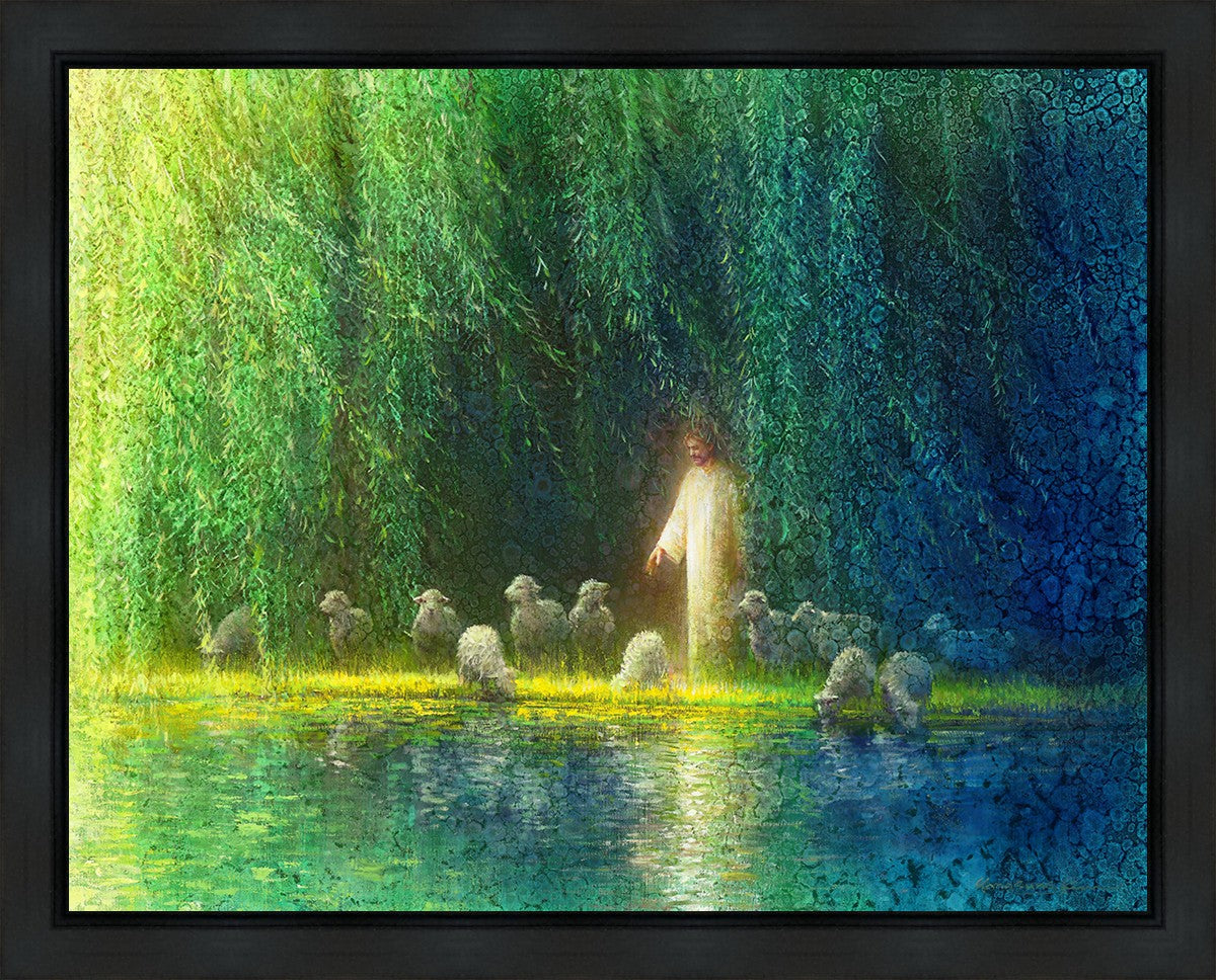 Among the Willows Gallery Wrap Canvas Art - Handmade Nature Landscape Painting for Living Room, Bedroom & Office Decor