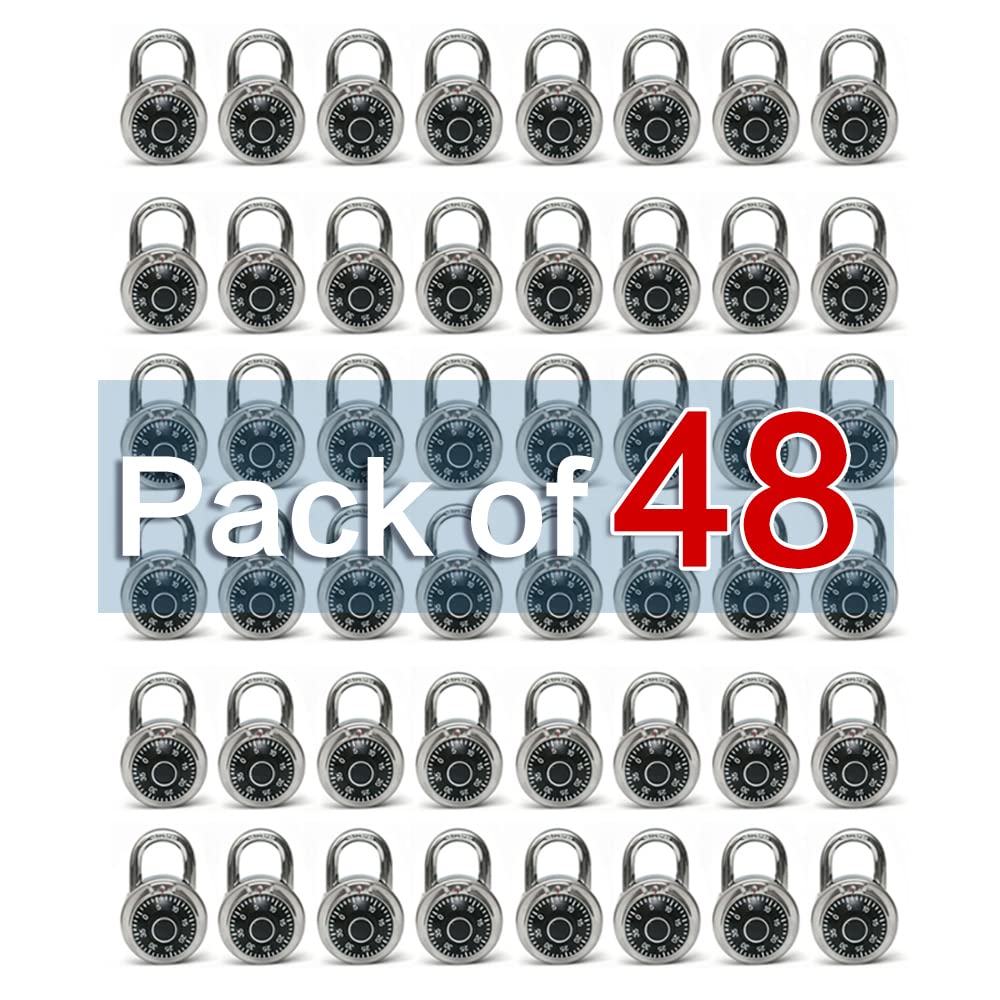 **48 Pack Black Standard Dial Combination Locks - 2 Inch Wide, Keyless Security for School Lockers, Employee Lockers, Gym Lockers, Toolboxes, Fences & More**