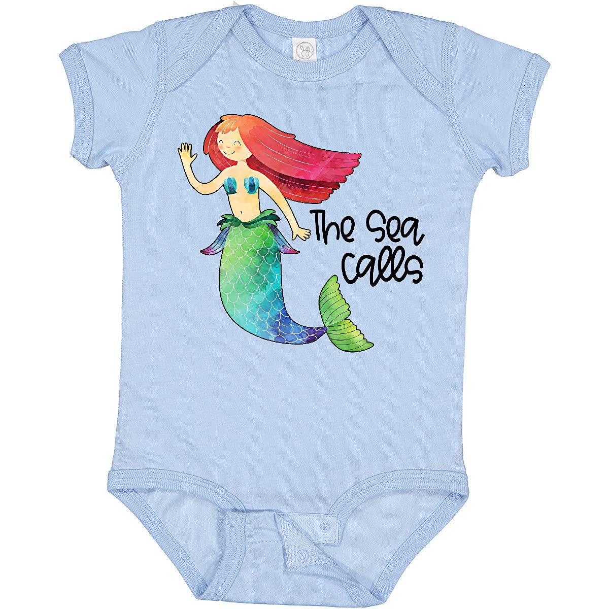 Inktastic The Sea Calls Mermaid with Red Hair Baby Bodysuit - Cute Mermaid Onesie for Newborns & Infants - Perfect for Beach Trips, Photo Shoots & Birthday Gifts