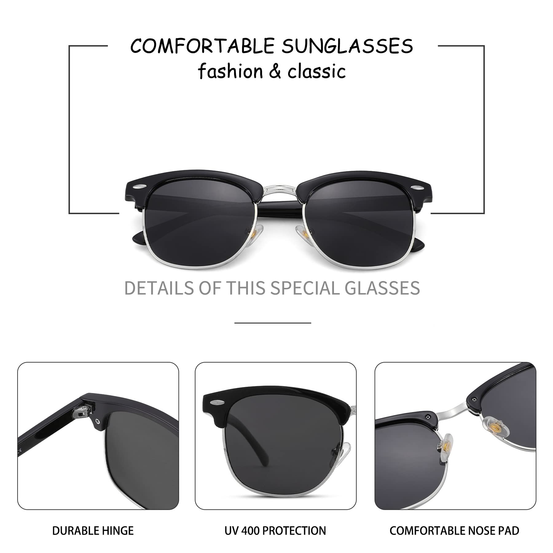 Pro Acme Semi-Rimless Polarized Sunglasses UV 400 Protection for Men & Women - Stylish & Comfortable for Driving, Outdoor Sports & Beach Activities