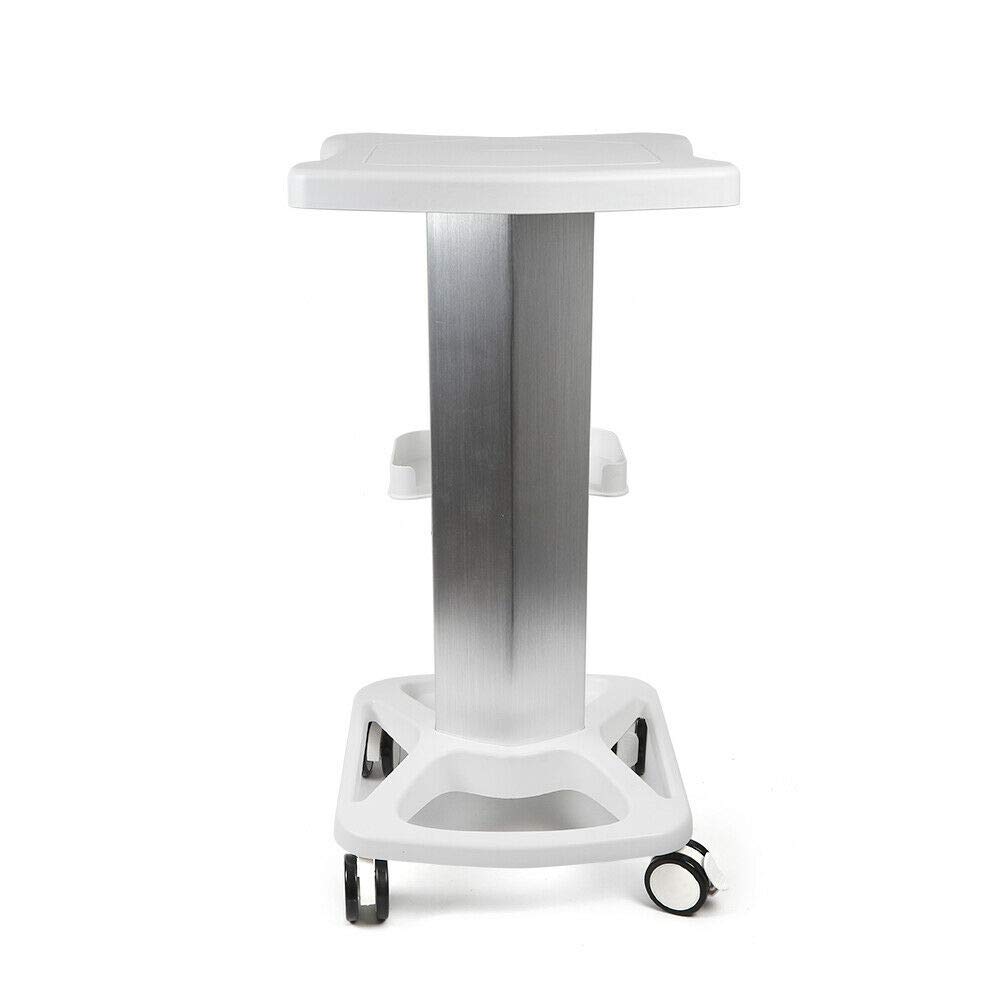 **Professional Aluminum Alloy Salon Trolley Cart for Ultrasonic Cavitation & RF Machines - Mobile Beauty Spa Storage Stand with Rolling Wheels & Hair Instrument Tray - Perfect for Salon, Spa, Tattoo & Home Use (White)**
