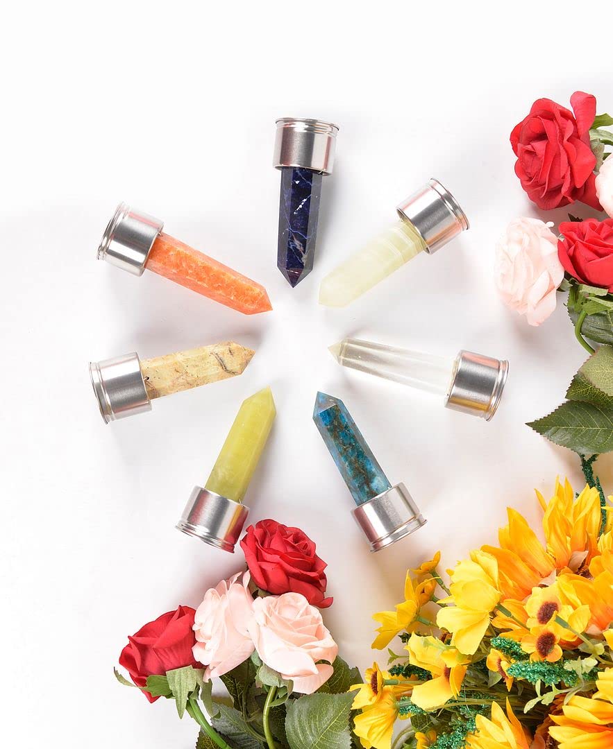 Natural Quartz Crystal Column for Water Bottle - Rechargeable Healing Gemstone, Green Crystal Point for Energy Cleansing & Positive Vibes - Perfect for Meditation, Yoga & Home Decor