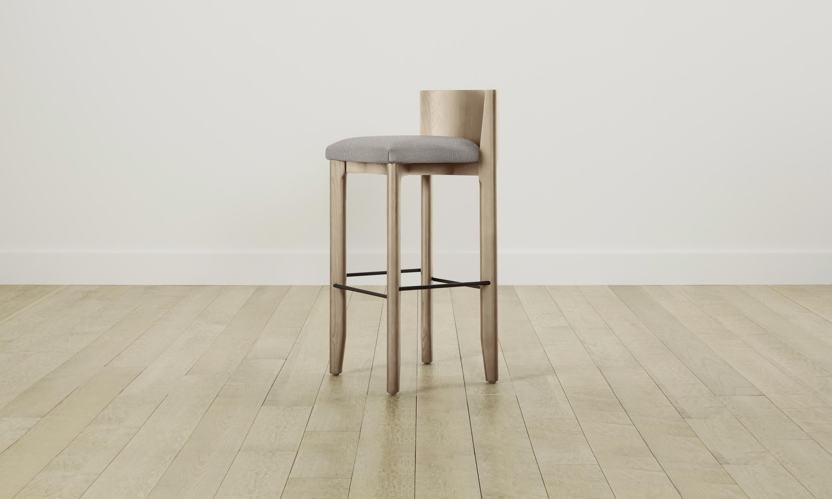 The Delancey Bar & Counter Stool - Italian Bouclé Fabric Upholstered with Fossil Finish - Perfect for Kitchen Islands, Breakfast Bars & Modern Dining Areas