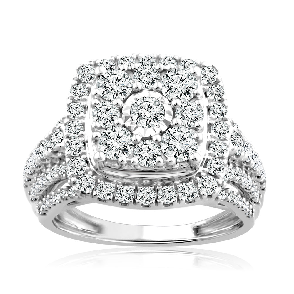 10ct White Gold 2 Carat Diamond Engagement Ring for Women - Elegant Wedding Band, Anniversary Gift & Special Occasion Jewelry