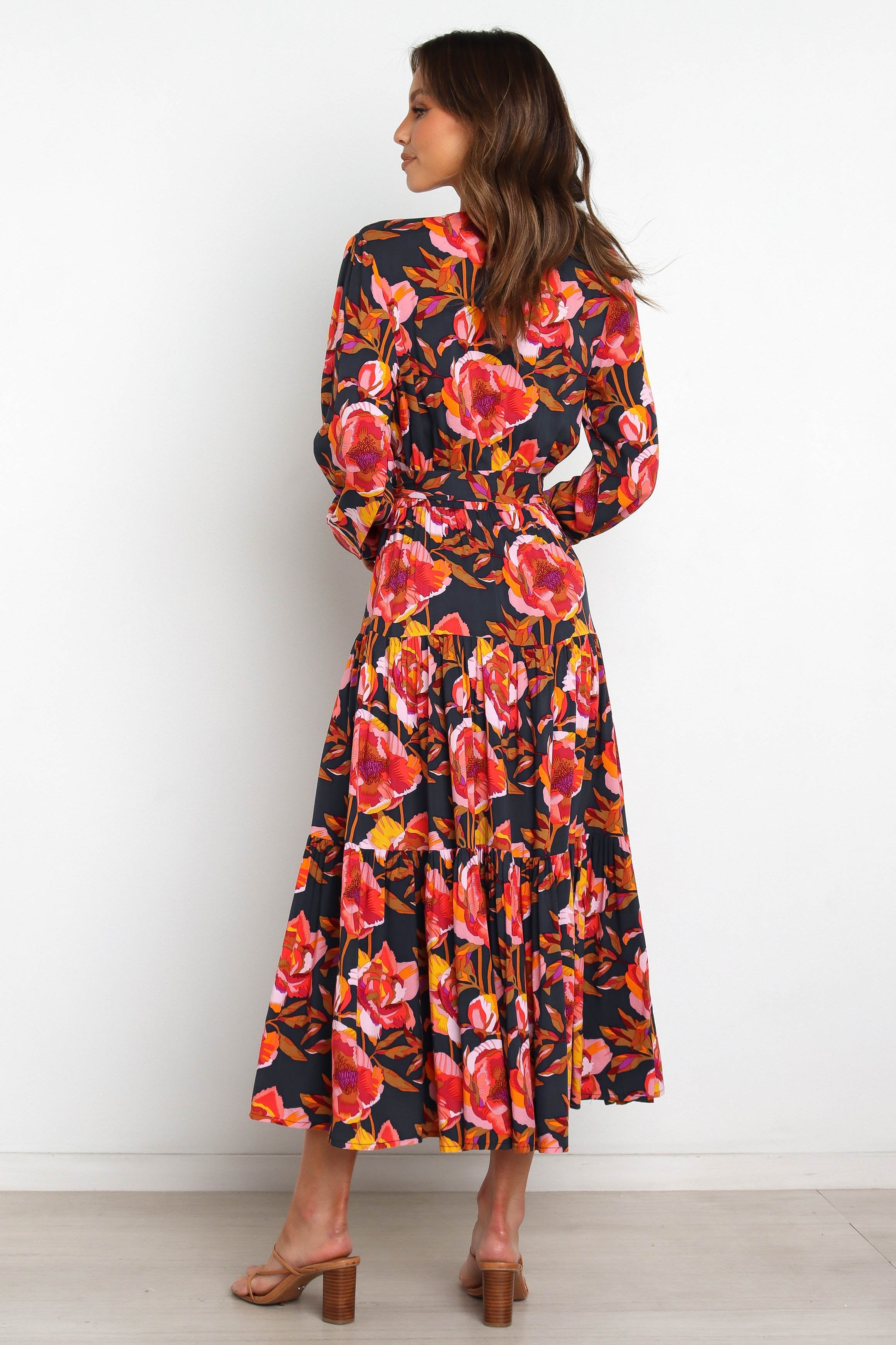 Balsa Dress - Navy Blue Floral Print Women's Summer Dress for Beach, Vacation, and Casual Outings