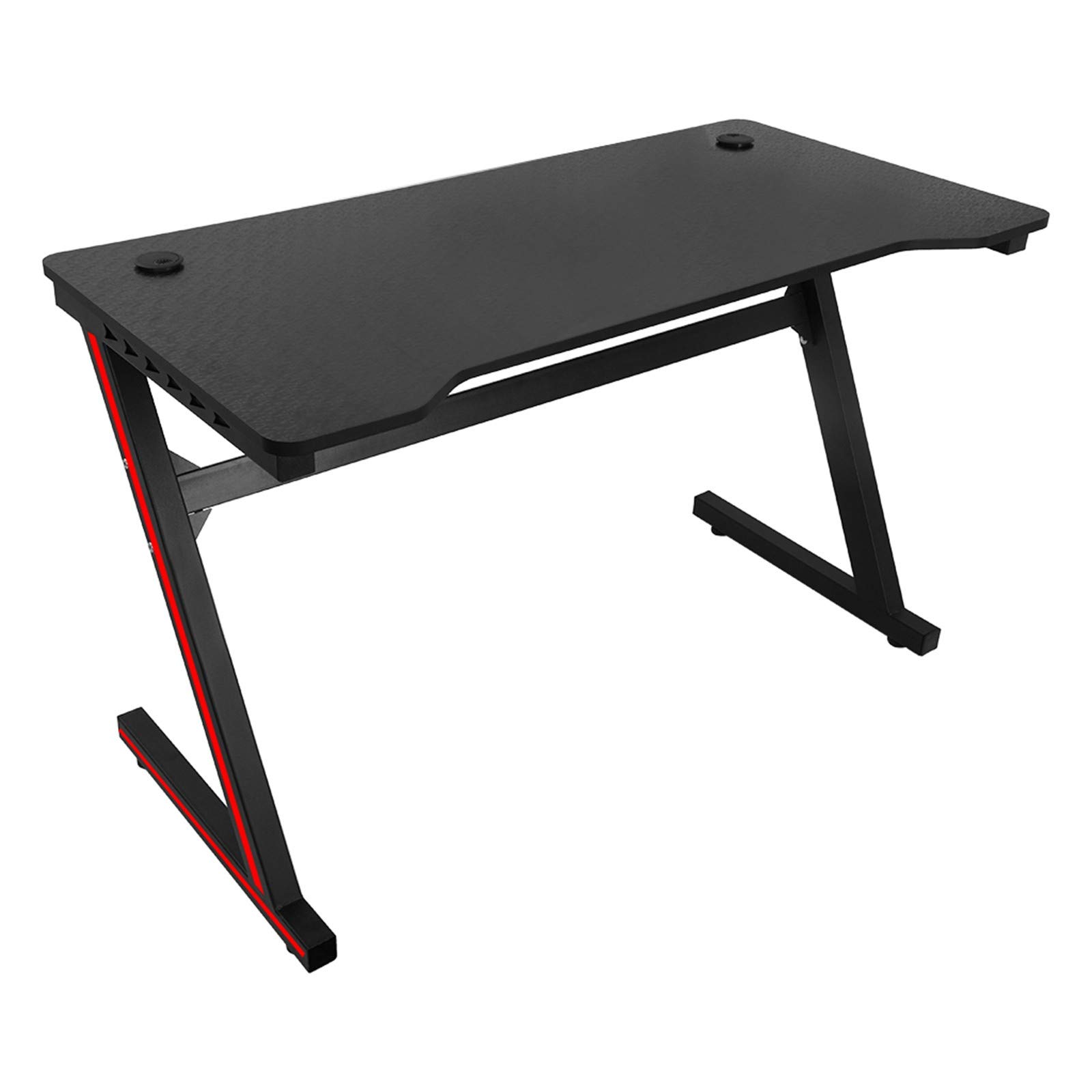 Feterr 47.2 Inch LED Gaming Desk - Black Computer Workstation for Home Office, Study & Gaming with Adjustable LED Lights | Ergonomic Design for PC Setup, Work from Home & Esports