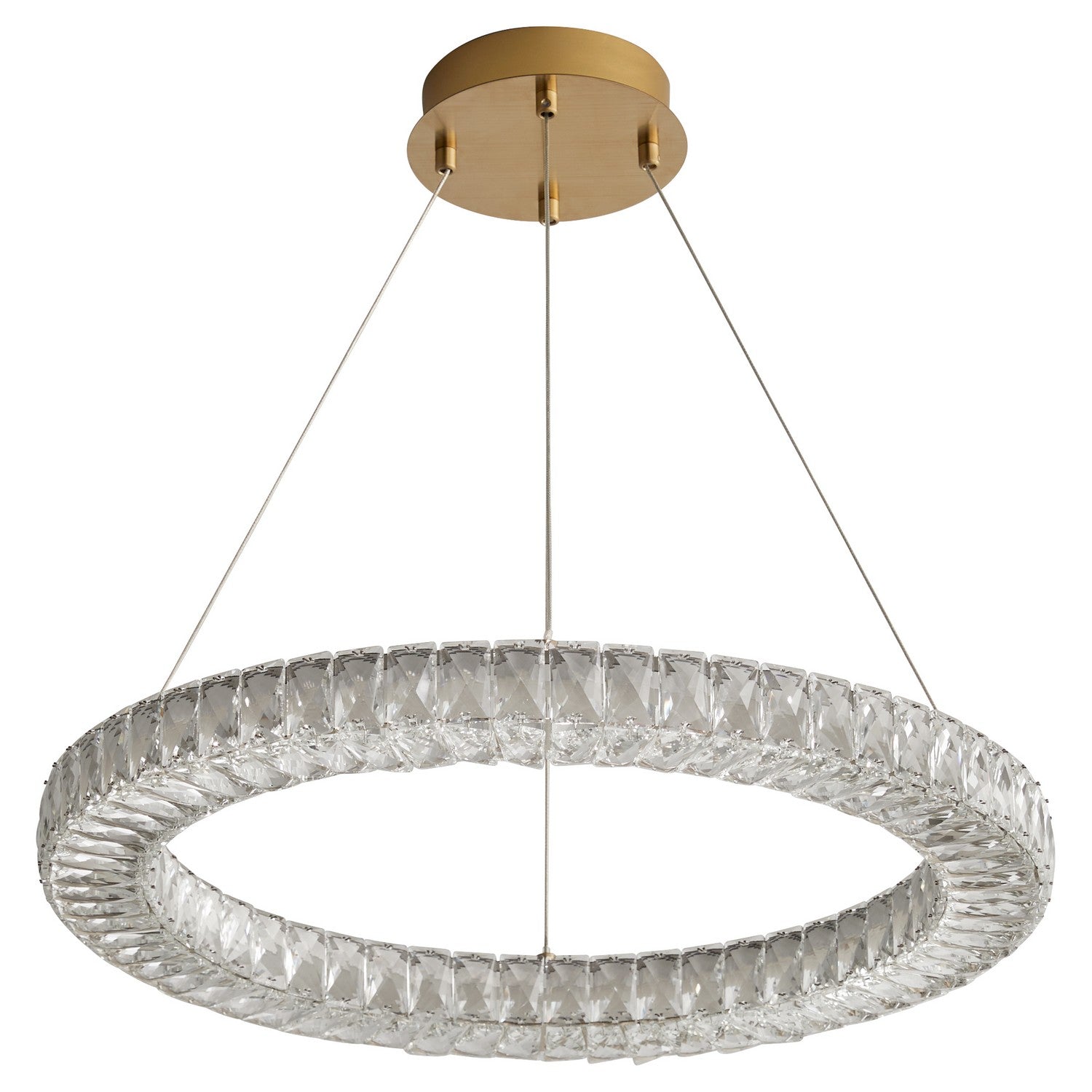 Oxygen Elan 3 874 40 Modern Ring LED Chandelier Light Fixture - Aged Brass & Crystal Accents | Elegant Dining Room & Living Room Lighting