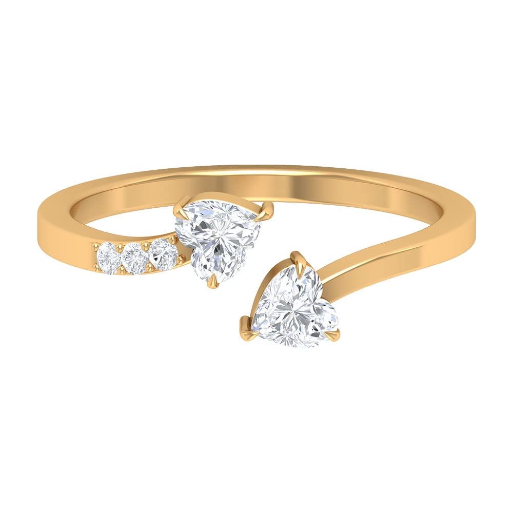 3/4 CT Heart Shape Diamond Promise Ring for Women - 14K Solid Gold Genuine Diamond Heart Wrap Ring - Perfect for Anniversaries, Engagements & Valentine's Gifts