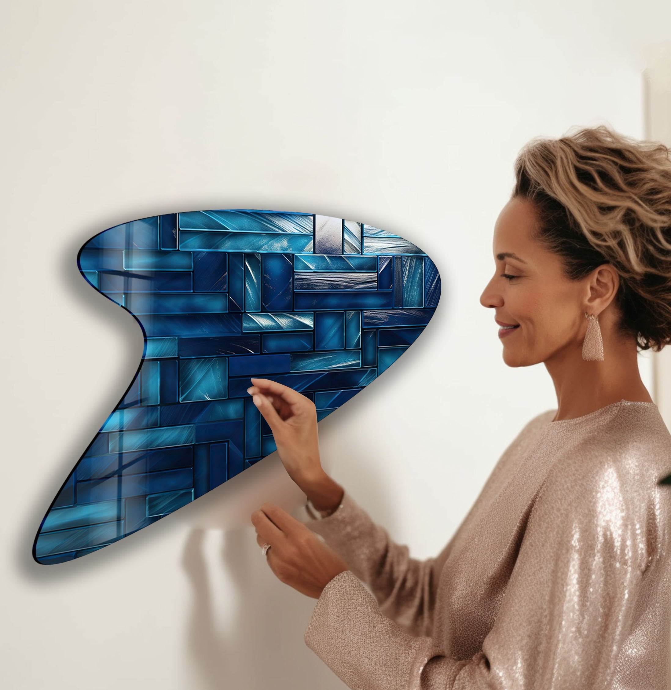 Blue Mosaic Glass Tiles for Wall Decor - Handmade Artisan Glass Mosaic Wall Art for Kitchen Backsplash, Bathroom, and Living Room Accent Wall
