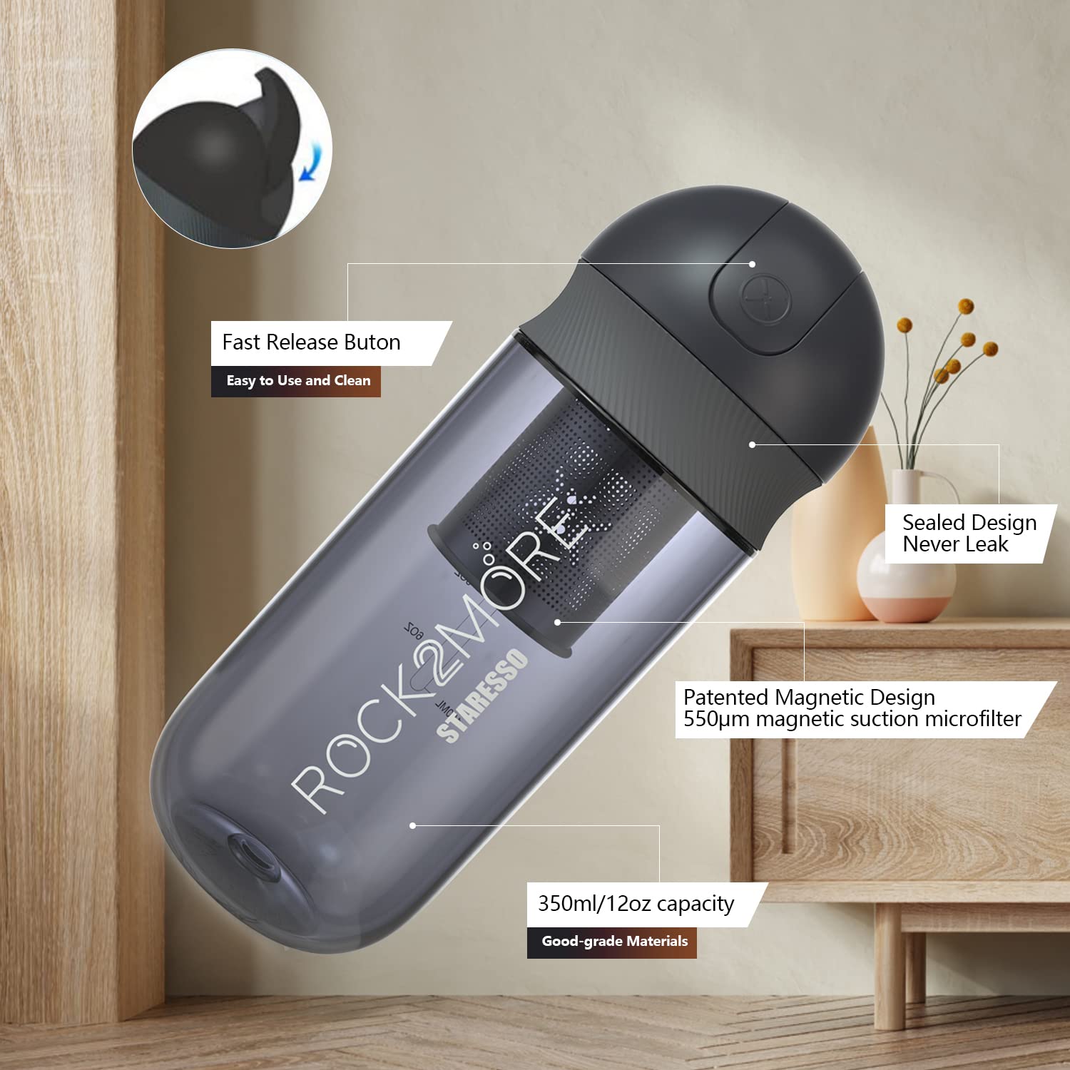 STARESSO Electric Milk Frother and Steamer - Hot & Cold Milk Foam Maker for Coffee, Latte, Cappuccino - Non-Stick Interior Milk Warmer Heater (Black) - Perfect for Home Baristas and Coffee Lovers