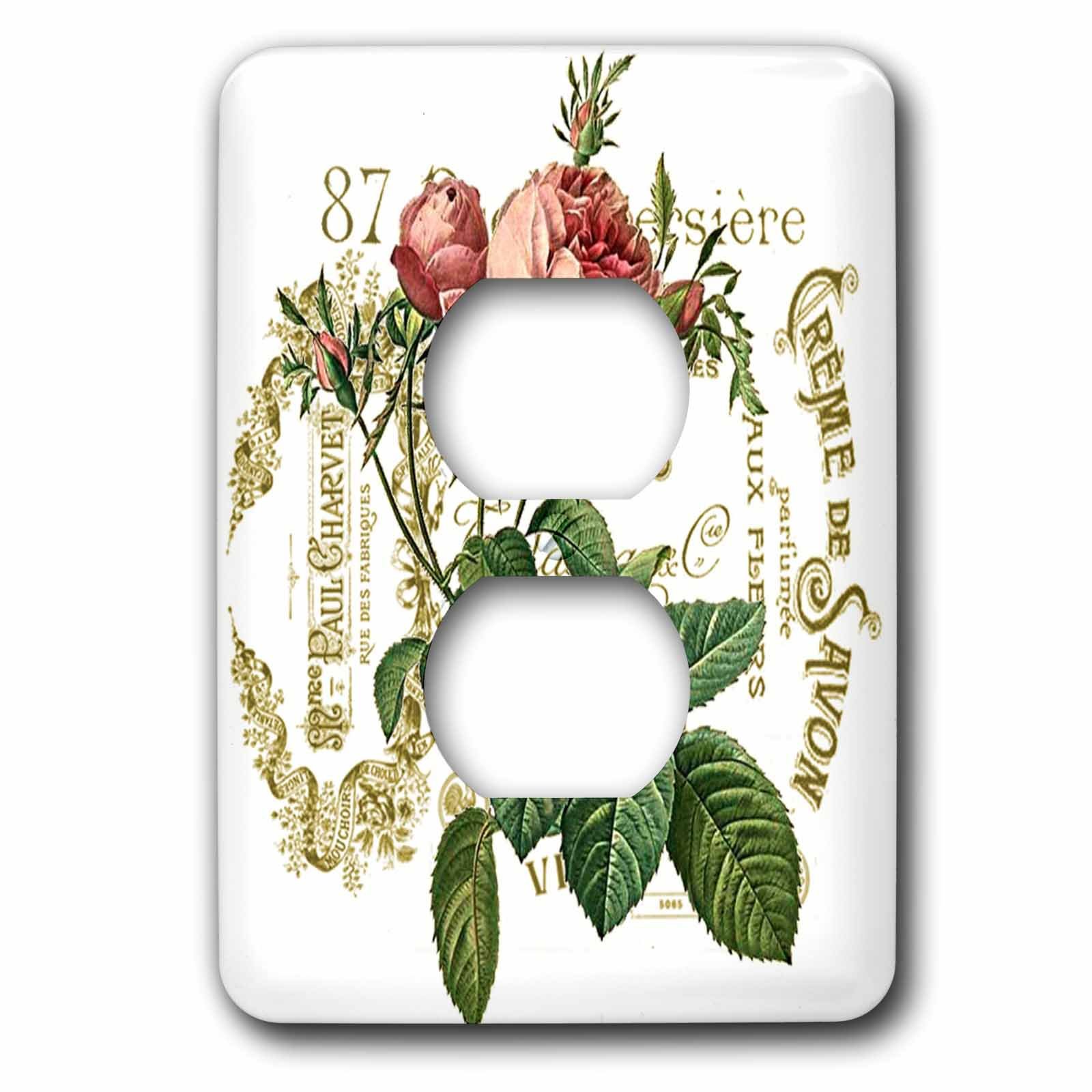 3D Rose Vintage French Pink Rose Outlet Cover - Decorative Electrical Outlet Cover Plate for Home, Kitchen, Bedroom & Office Decor