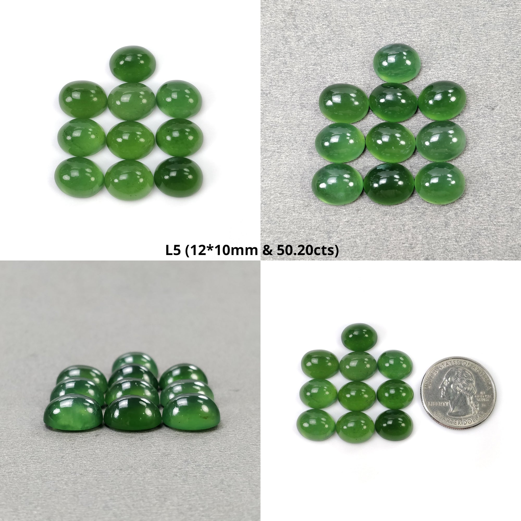 Natural Untreated Green Serpentine Oval Cabochon 12x10mm - 10pcs Gemstone Lot | Antigorite Serpentine for Jewelry Making, Wire Wrapping & Healing Crystals