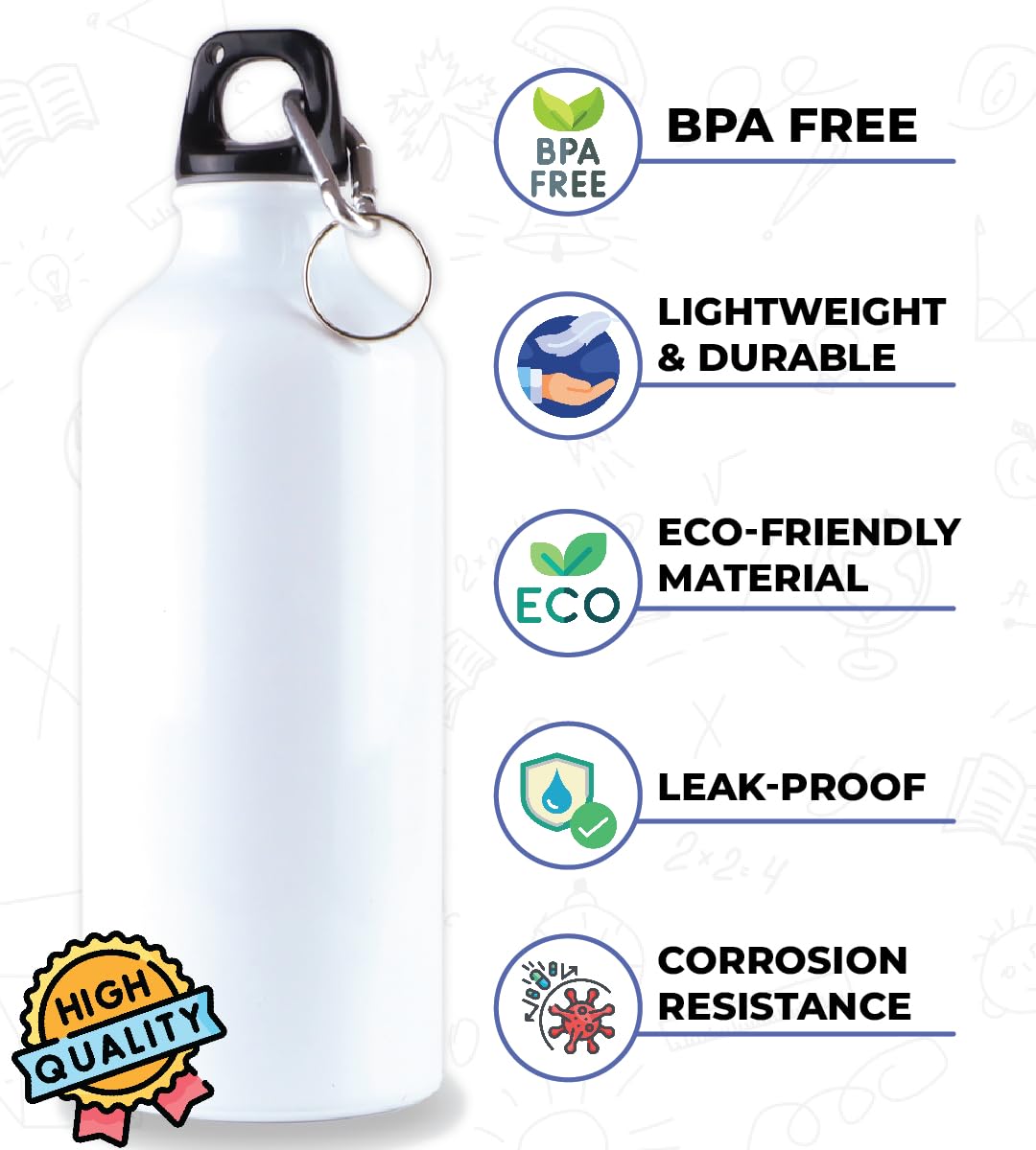 Tulip ART Nine Faced Itadori 600ml Aluminum Water Bottle with Printed Design - Perfect for Gym, Hiking, School & Outdoor Activities