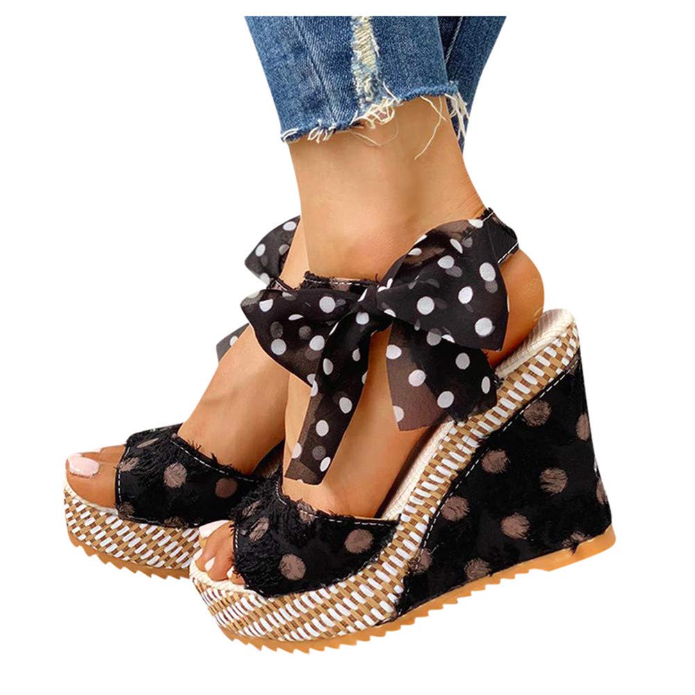 Women's Wide Width Wedge Sandals with Ankle Buckle - 2020 Fashion Summer Beach Sandals, Open Toe Espadrille Platform Shoes for Casual Outings & Vacations