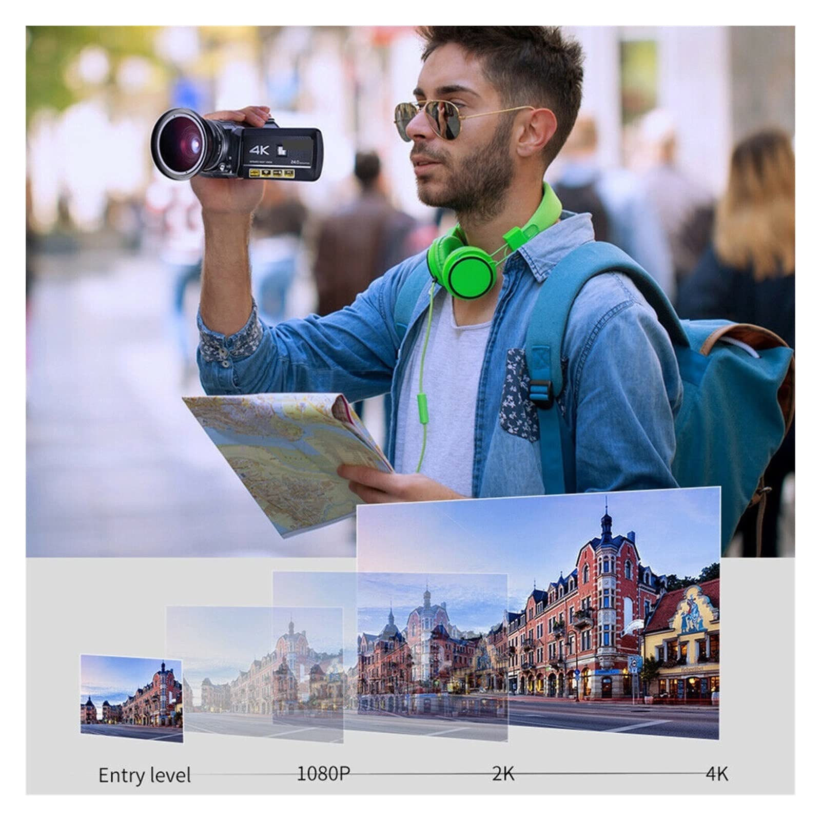 AUBEST 4K Video Camera Camcorder with 30X Digital Zoom, IR Night Vision, Vlogging Camera Kit for YouTube, Travel, and Outdoor Adventures - Perfect for Bloggers, Travel Vloggers, and Content Creators
