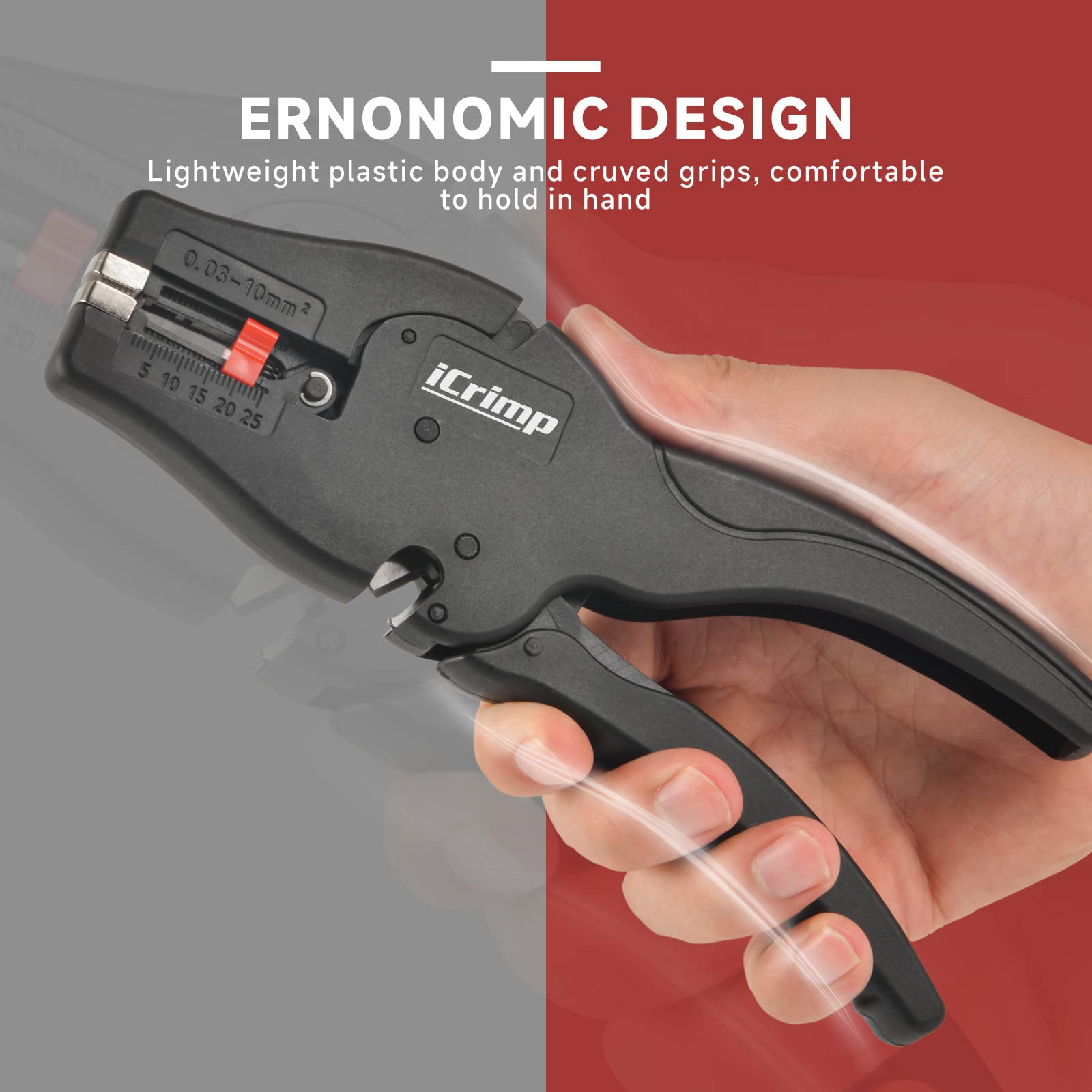 iCrimp Automatic Wire Stripper with Built-in Cutter - Multifunctional Wire Stripping & Cutting Tool for AWG 32-7 (0.03-10mm²) - Perfect for Electrical Work, DIY Projects, and Professional Installations