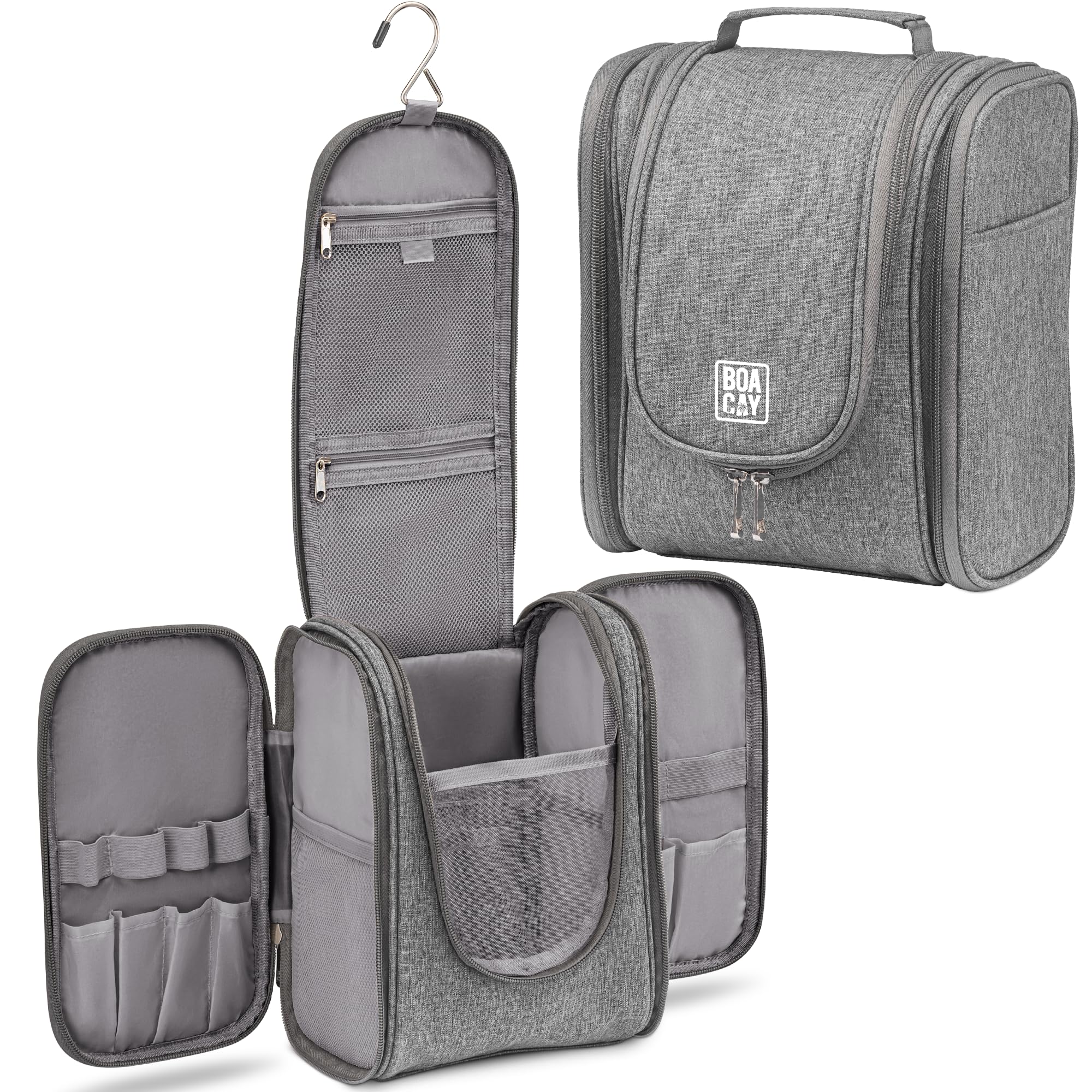 BOACAY Hanging Travel Toiletry Bag for Women & Men - Waterproof Makeup Organizer with Multiple Pockets for Cosmetics, Toiletries & Travel Essentials - Perfect for Bathroom, Shower & Vacation Trips