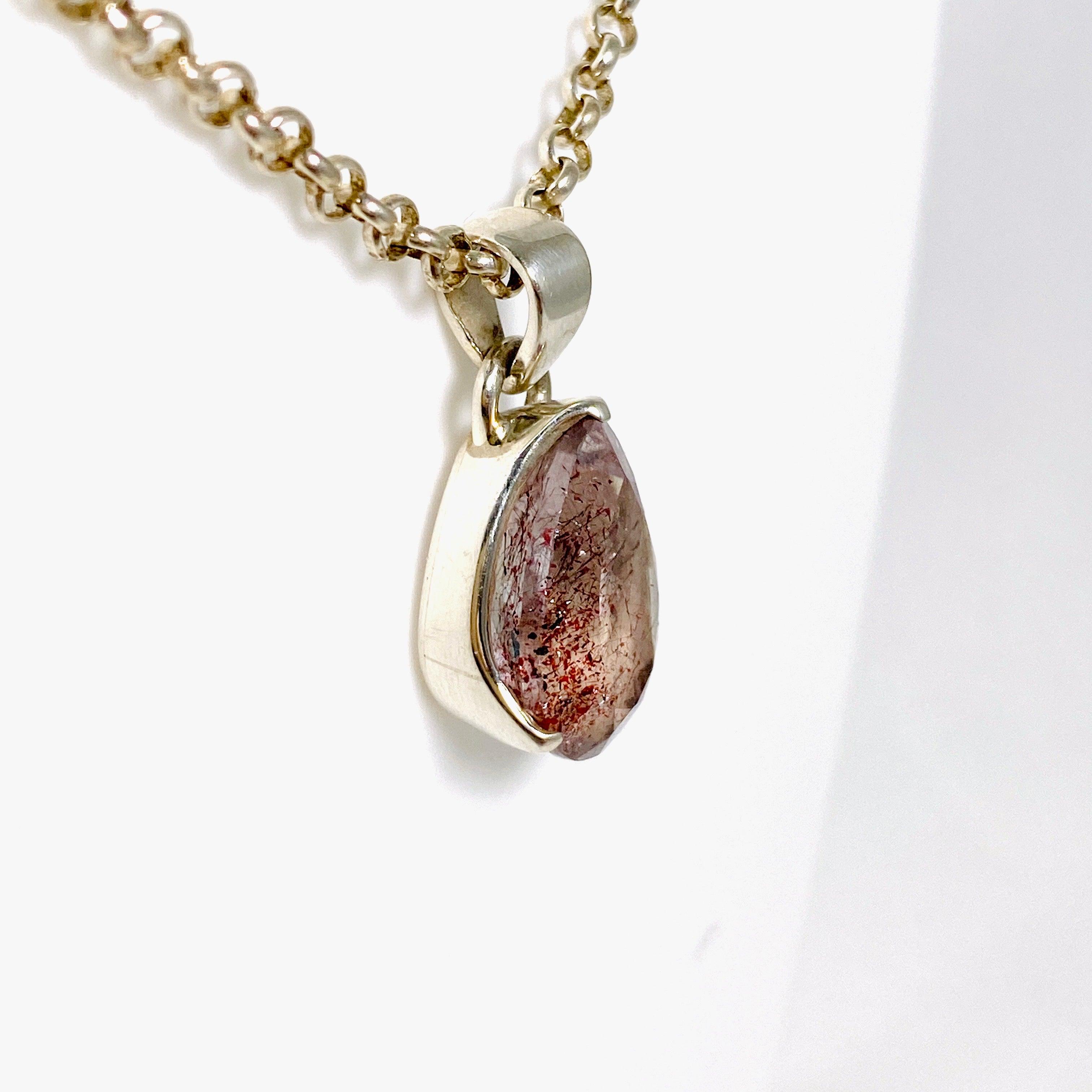 Lepidocrocite Teardrop Faceted Pendant Necklace - PPGJ471 - Elegant Crystal Jewelry for Women, Perfect for Parties, Weddings & Special Occasions