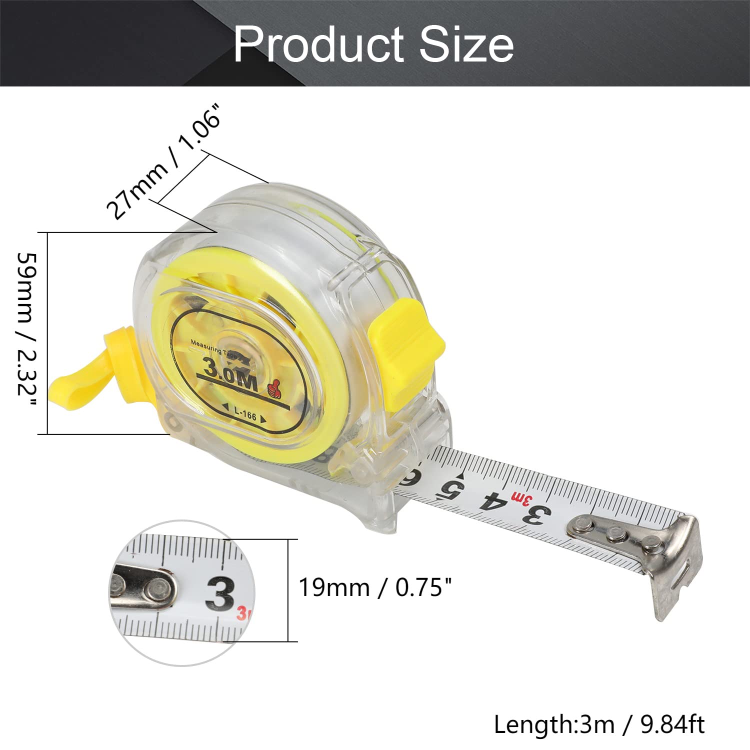 Utoolmart 3m/9.8ft Retractable Steel Tape Measure - Professional Metric Scale Measuring Tool with Durable Plastic Case (1Pcs) - Perfect for Construction, DIY Projects & Home Improvement