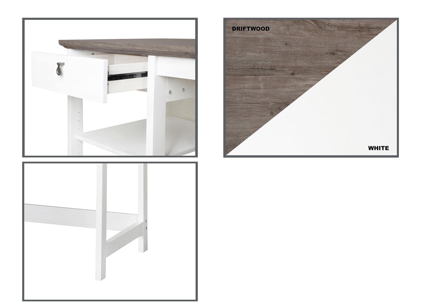 Saint Birch Finley 47-inch White Writing Desk with Storage and Shelves - Modern Home Office Desk for Work, Study, and Small Spaces