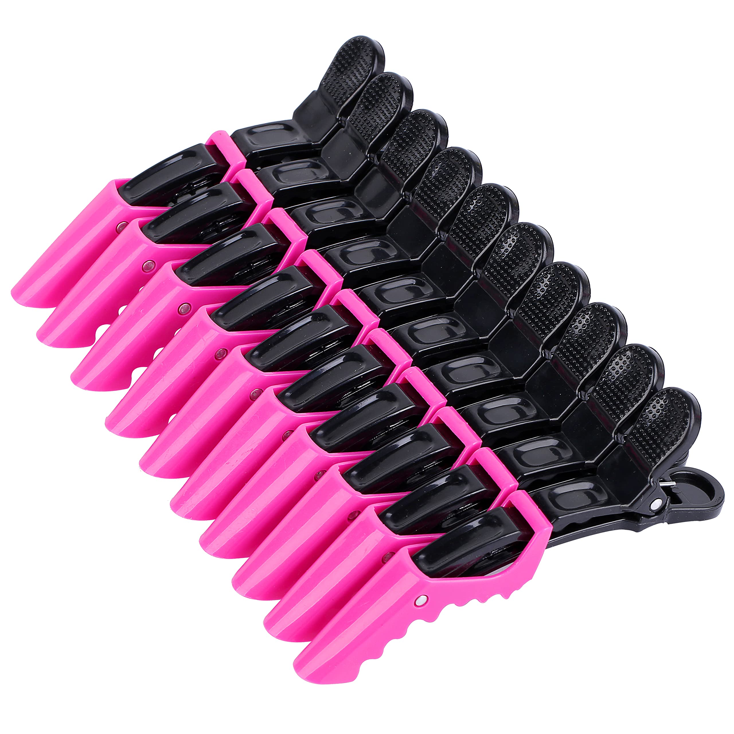 HH&LL Professional Hair Clips for Women - 10 Pack Rose Red Wide Tooth Alligator Clips with Double Hinged Design | Salon Quality Hair Styling & Sectioning Tools for Curling, Coloring & Blowouts