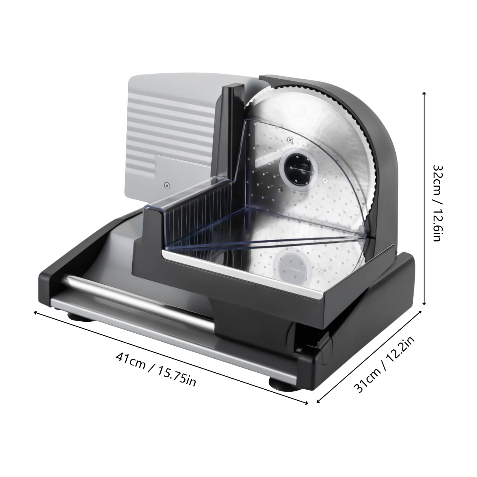 Commercial Electric Meat Slicer Machine - Adjustable Thickness Stainless Steel Blade for Pork, Beef, Mutton & Vegetables - 200W Heavy Duty Slicer for Home & Restaurant Use - Perfect for Deli, Butcher Shop & Food Prep