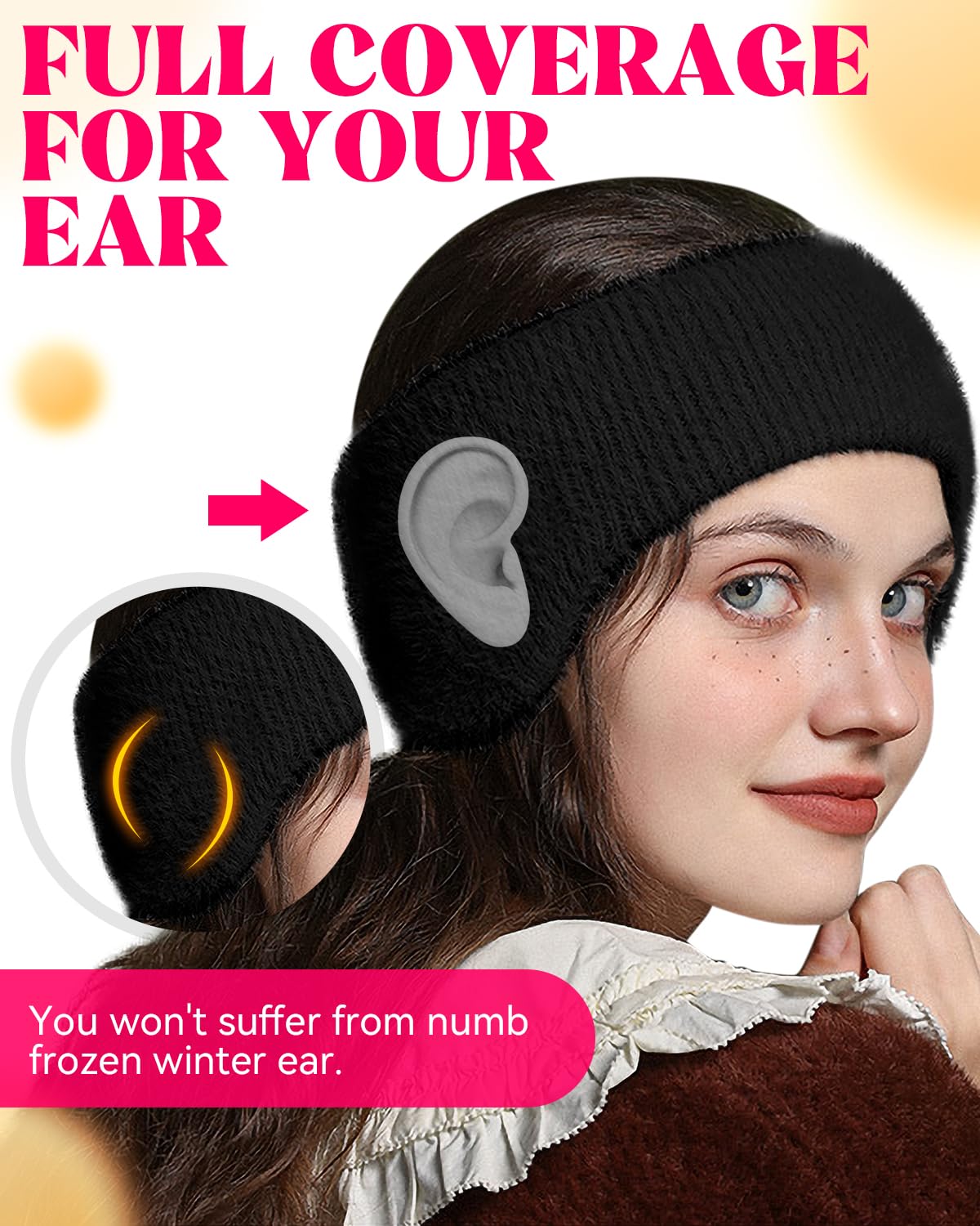 Women's Double Layer Thick Knitted Fuzzy Winter Headband - Fleece Ear Warmers & Furry Head Wrap for Skiing, Running & Outdoor Activities | Cozy Cold Weather Accessory Gift