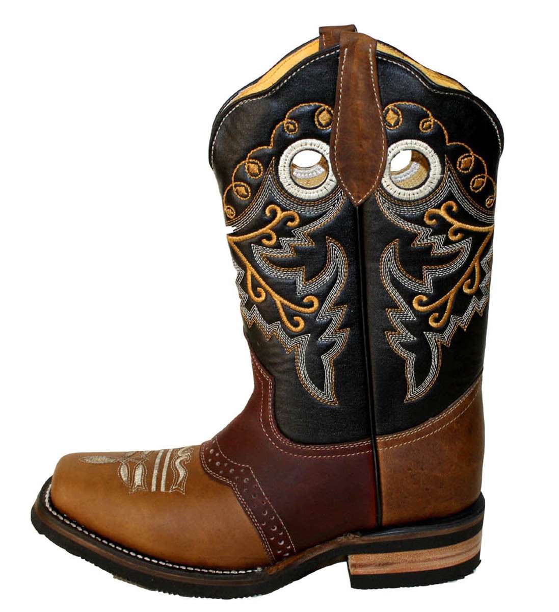 **Genuine Leather Cowboy Boots for Boys & Youth - Western Square Toe Rodeo Boots - Perfect for Rodeo, Ranchers, and Country Style Outfits**