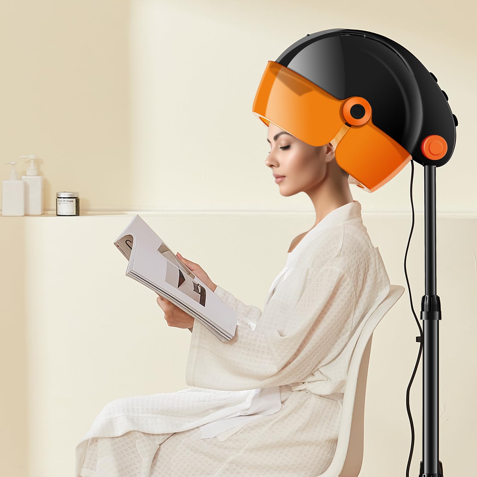 VEVOR 1875W Ionic Hooded Hair Dryer with Adjustable Speed & Temperature, Salon & Home Spa Hair Dryer with Timer - Perfect for Hair Styling, Drying & Deep Conditioning Treatments