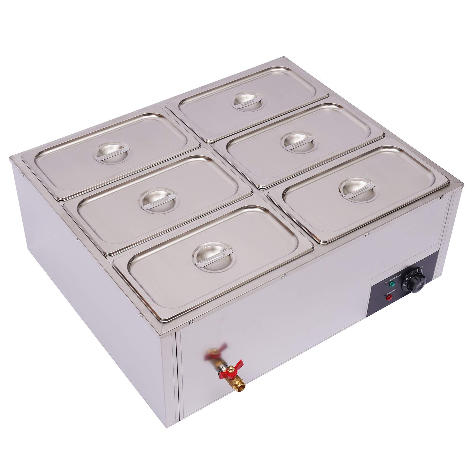 6-Pan Commercial Food Warmer - 850W Electric Steam Table with 6-Inch Deep Stainless Steel Pans (7L Capacity) | Perfect for Catering, Buffets & Restaurant Food Service | 110V for US Market | Keep Meals Hot & Fresh for Hours