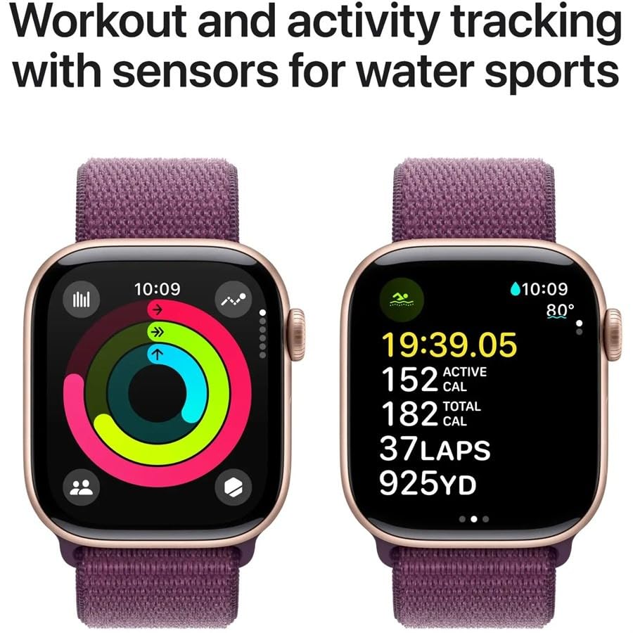 Apple Watch Series 10 [GPS, 42mm] - Rose Gold Aluminum Case with Plum Sport Loop (Renewed) | Smart Fitness Tracker for Running, Swimming & Daily Activity Tracking
