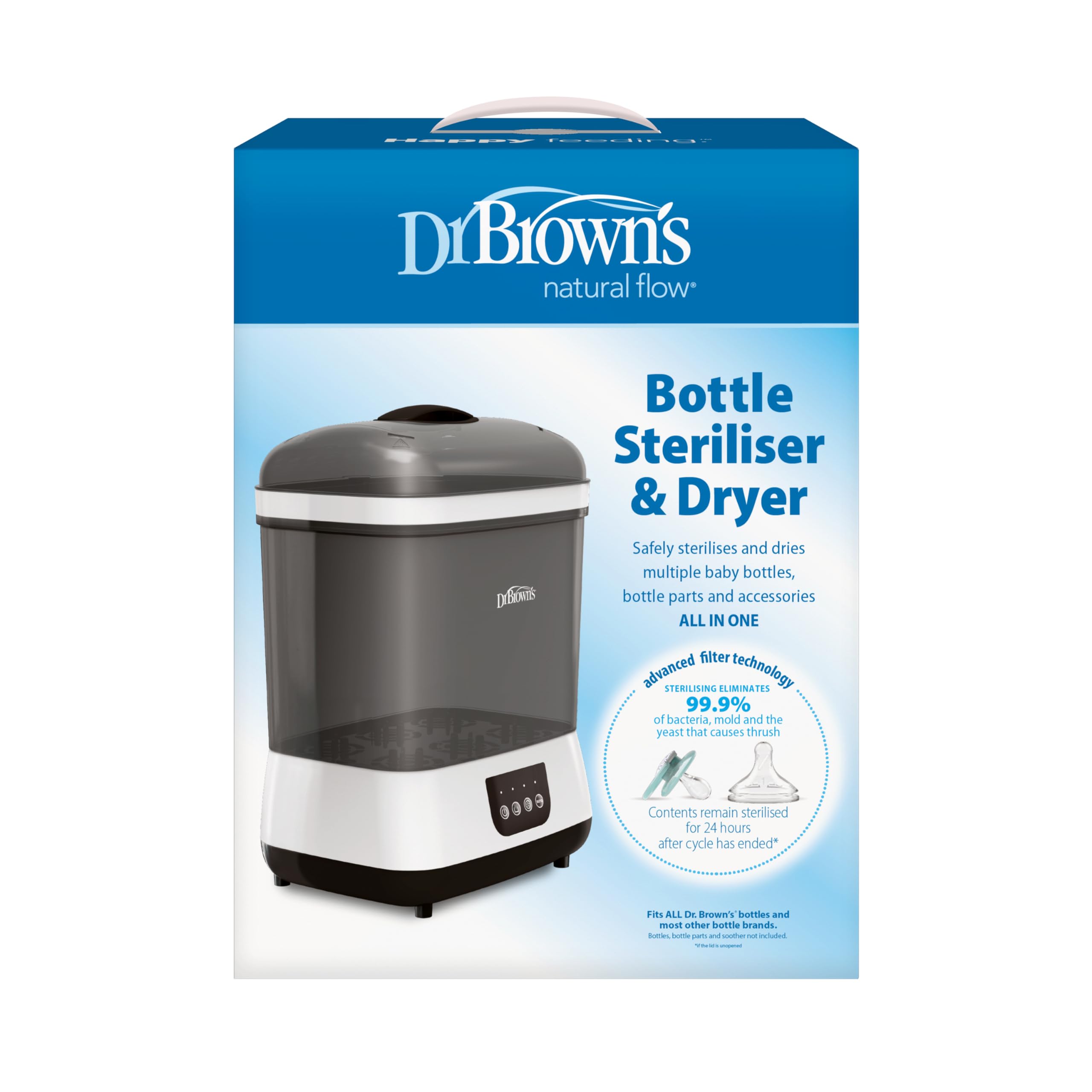 Dr. Brown's All-in-One Baby Bottle Sterilizer and Dryer | Sanitize Bottles, Pacifiers & Newborn Essentials | Perfect for Daycare, Travel & Home Use