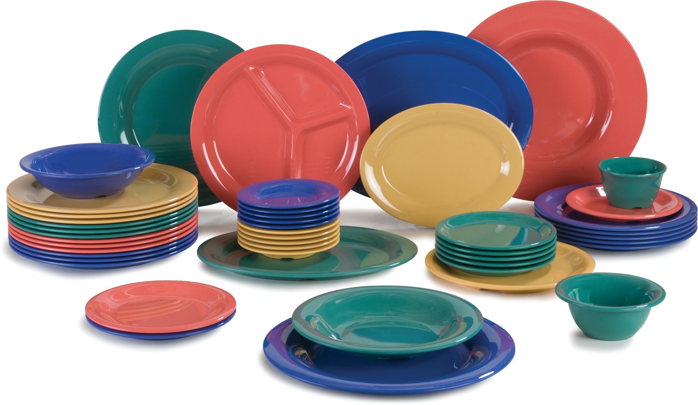 CFS 3300809 Sierrus Narrow Rim Melamine Pie Plates, 6.5 Inch, Meadow Green - Pack of 48 Durable Dishwasher Safe Dessert Plates for Parties, Catering & Restaurants