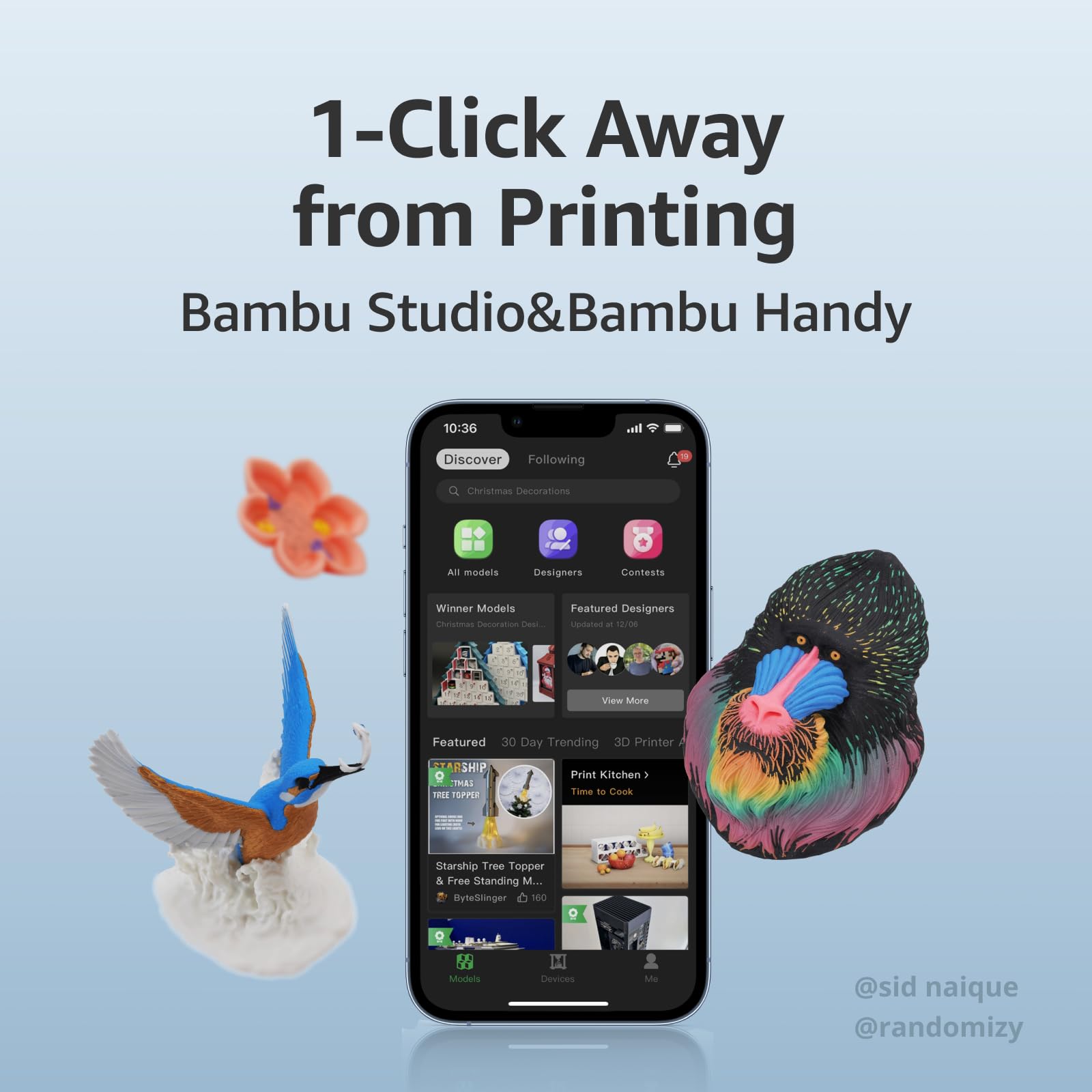 Bambu Lab A1 Mini 3D Printer - Multi-Color Printing, Fast Setup in 20 Minutes, High Speed & Precision, Auto Calibration, Quiet FDM Printer (≤48 dB) - Perfect for Home, Office & Educational Use
