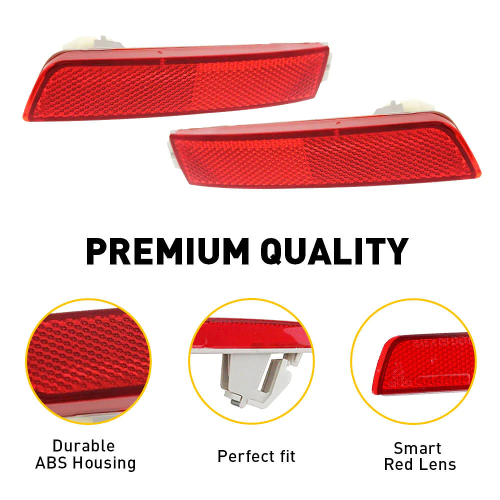 Pair of Rear Bumper Reflectors (Left & Right) for 2009-2018 Nissan and Infiniti Models - Enhanced Night Visibility & Safety Accessories for Parking and Low Light Conditions