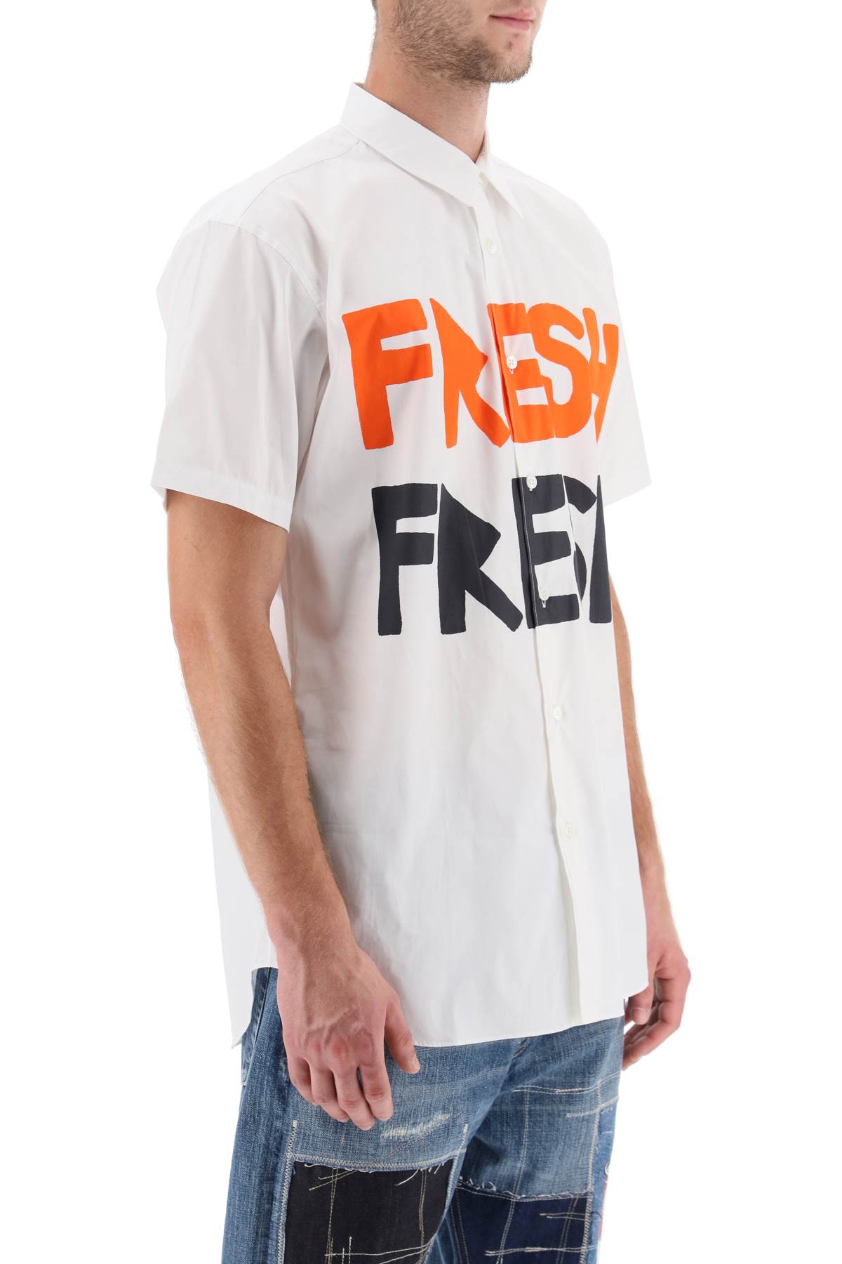 Comme Des Garcons Shirt - Fresh Print Poplin Shirt for Men & Women | Stylish Casual Wear for Everyday Outfits & Office Fashion