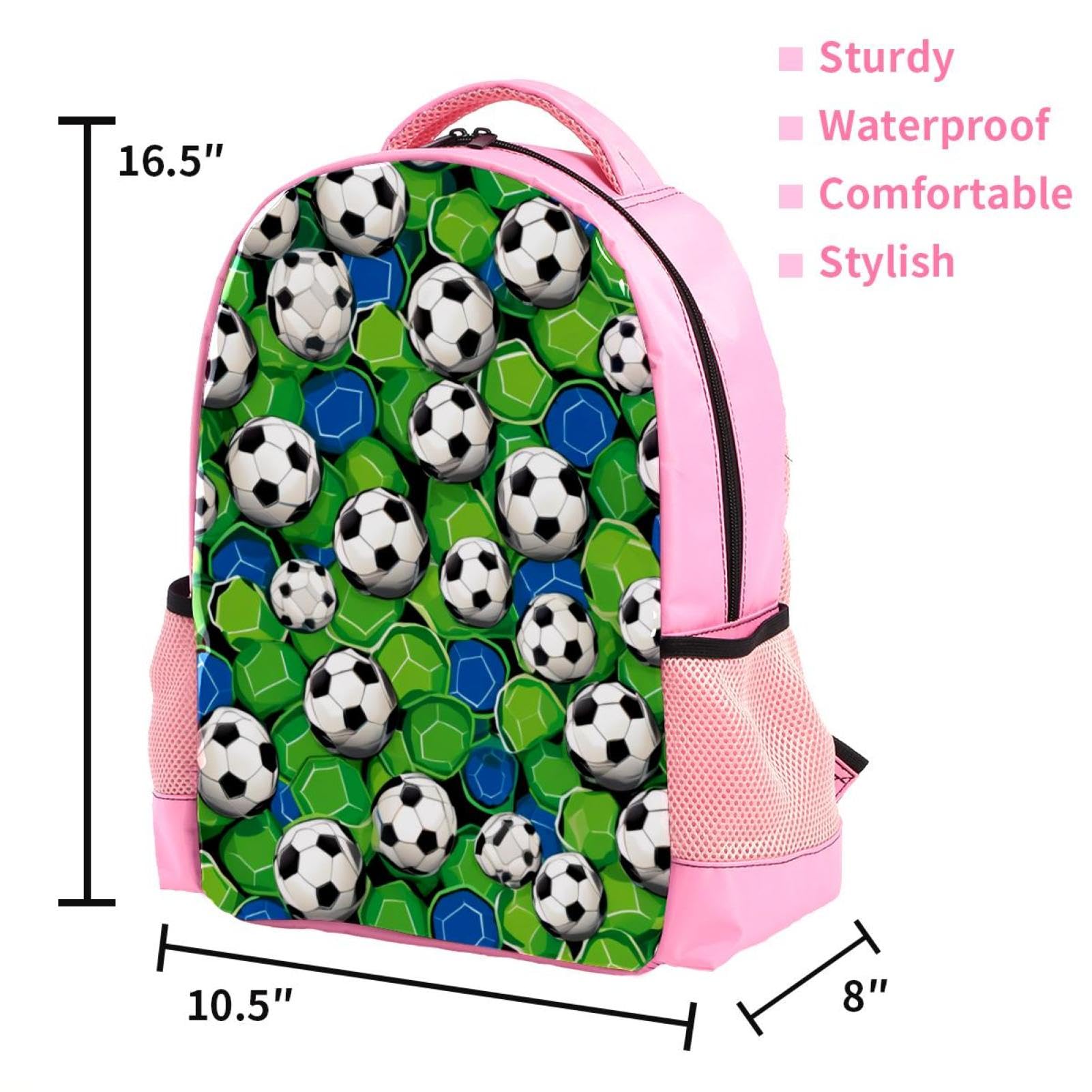 Men's & Women's Travel Backpack with Floral Soccer Ball Design - Durable Carry-On Backpack for Hiking, Gym, School & Work