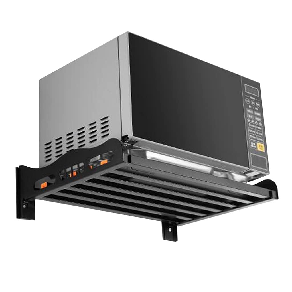 YCDJCS Black 304 Stainless Steel Floating Shelf Toaster Oven Rack - Microwave & Electric Oven Organizer, Wall-Mounted Baker's Rack for Kitchen, Food Service Equipment (Perfect for Small Kitchens, Baking, and Space-Saving Storage)