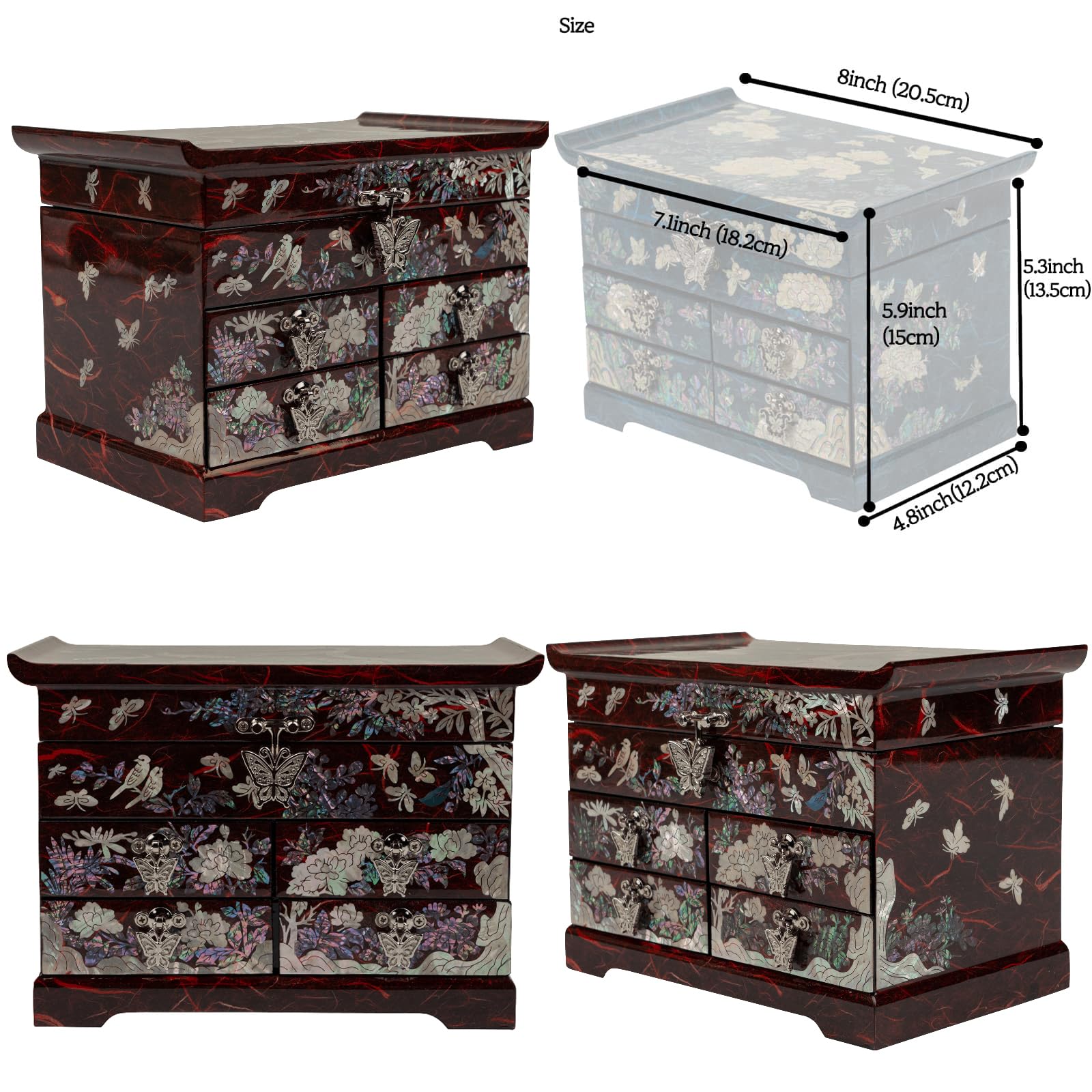 Handcrafted February Mountain Mother of Pearl Jewelry Box - Korean Traditional Design | Unique Keepsake Organizer for Women, Mom & Grandma | Perfect Gift for Christmas, Birthday & Anniversary | Elegant Storage for Necklaces, Rings & Earrings at Home or Travel