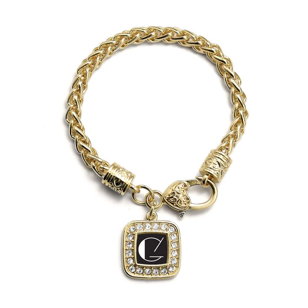 Inspired Silver & Gold Square Charm Bracelet with Cubic Zirconia - Elegant Fashion Jewelry for Women, Gift for Her, Perfect for Parties, Weddings & Everyday Wear