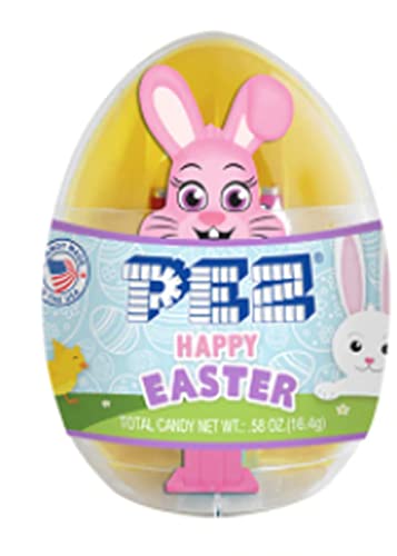 PEZ Mini Easter Egg Candy Dispenser with 2 Refills - Pink Bunny Design for Easter Baskets, Party Favors & Kids Treats