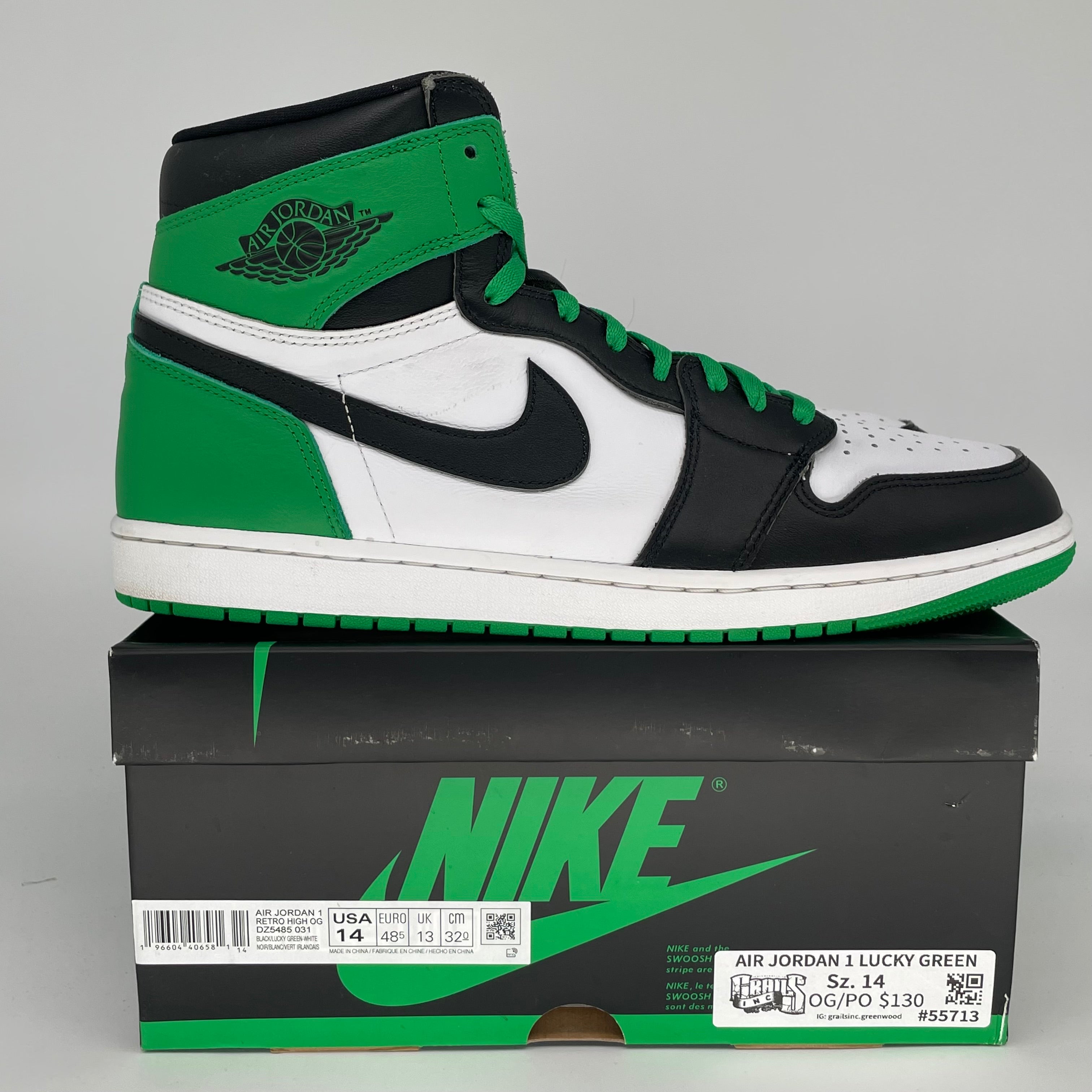 AIR JORDAN 1 LUCKY GREEN Men's Basketball Shoes Size 14 (DZ5485-031) - Perfect for Streetwear, Sneaker Collecting & Basketball Games