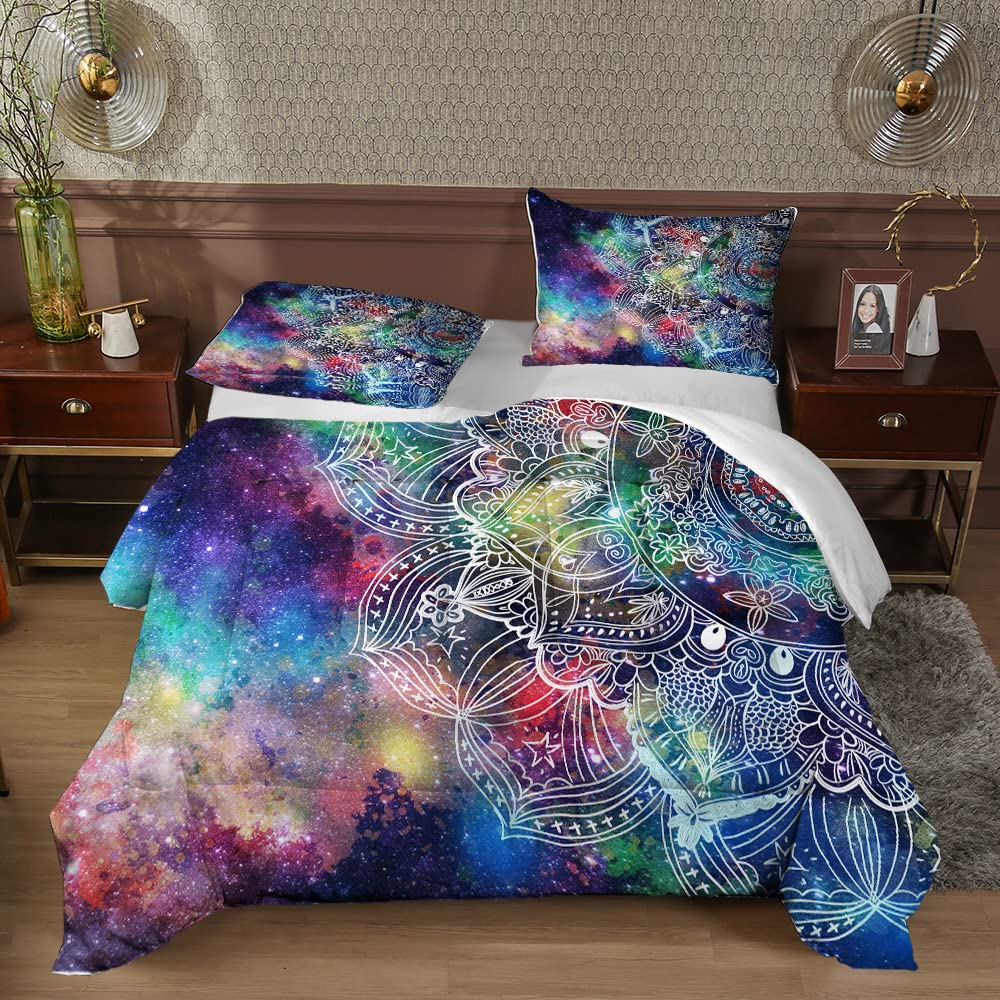 **Sunnycitron Girls Twin Size Galaxy Comforter Set - 3D Outer Space Themed All-Season Down Alternative Quilted Duvet with Pillowcase | Soft & Cozy Kids Bedding for Bedroom Decor & Sleep Comfort**    *(Perfect for kids' bedrooms, sleepovers, or space-themed room decor!)*